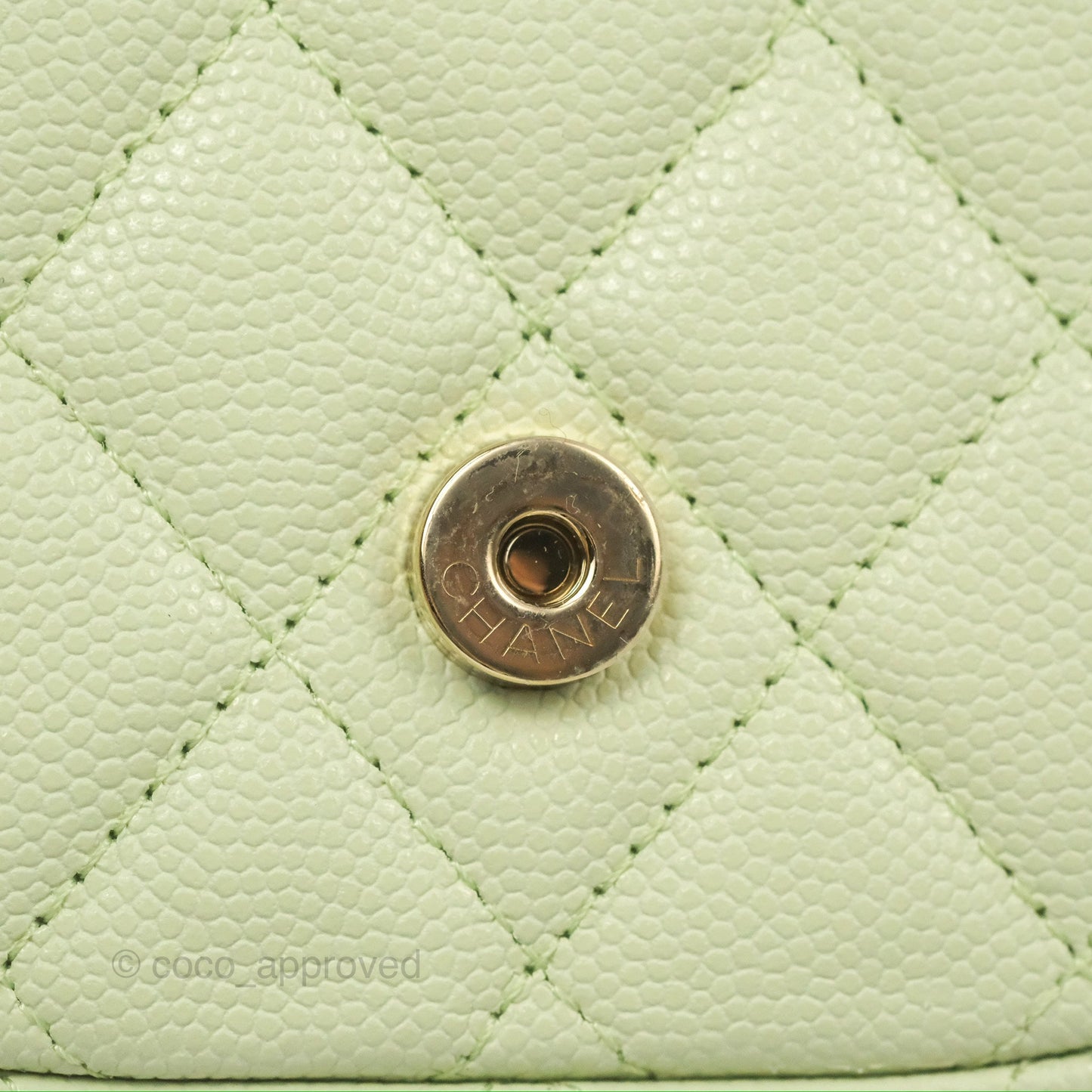 Chanel Mini Clutch With Chain Mint Green Caviar Gold Hardware 22C