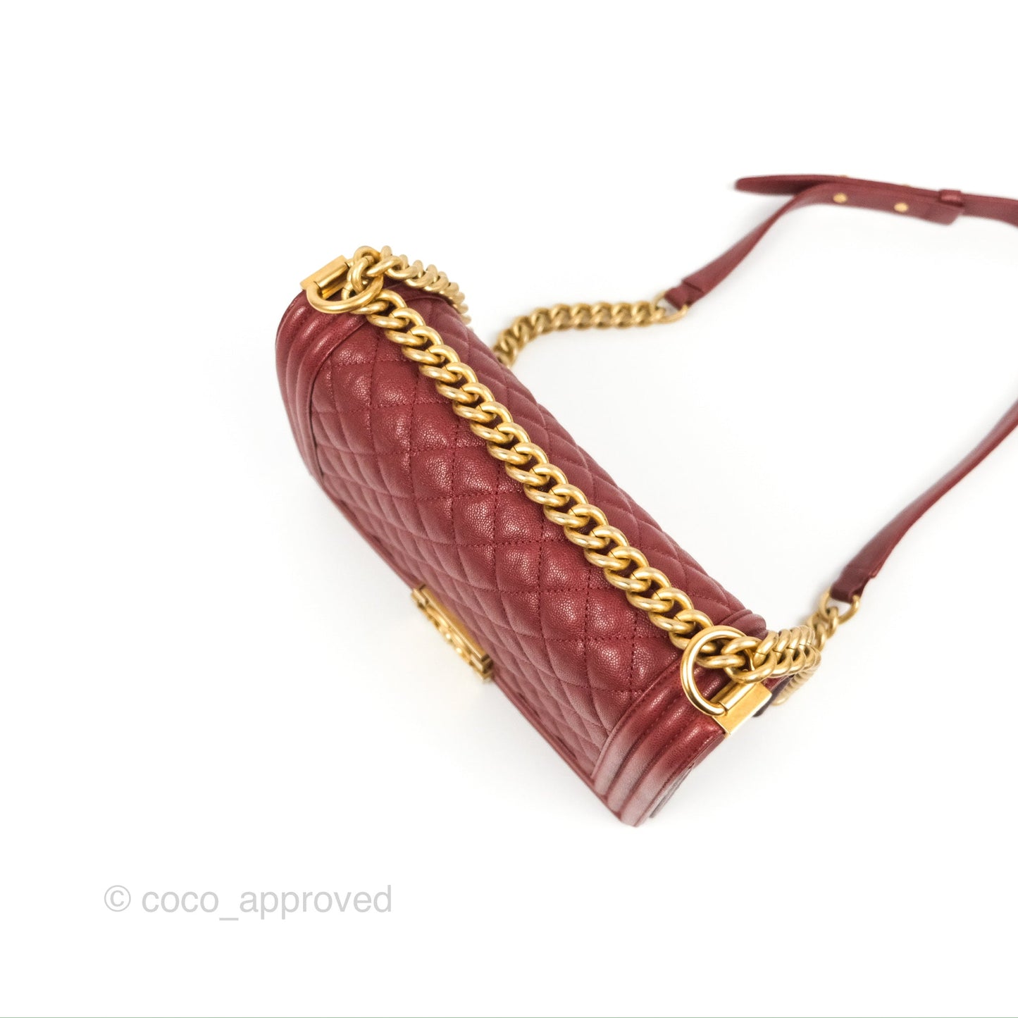 Chanel Quilted Medium Boy Burgundy Caviar Aged Gold Hardware