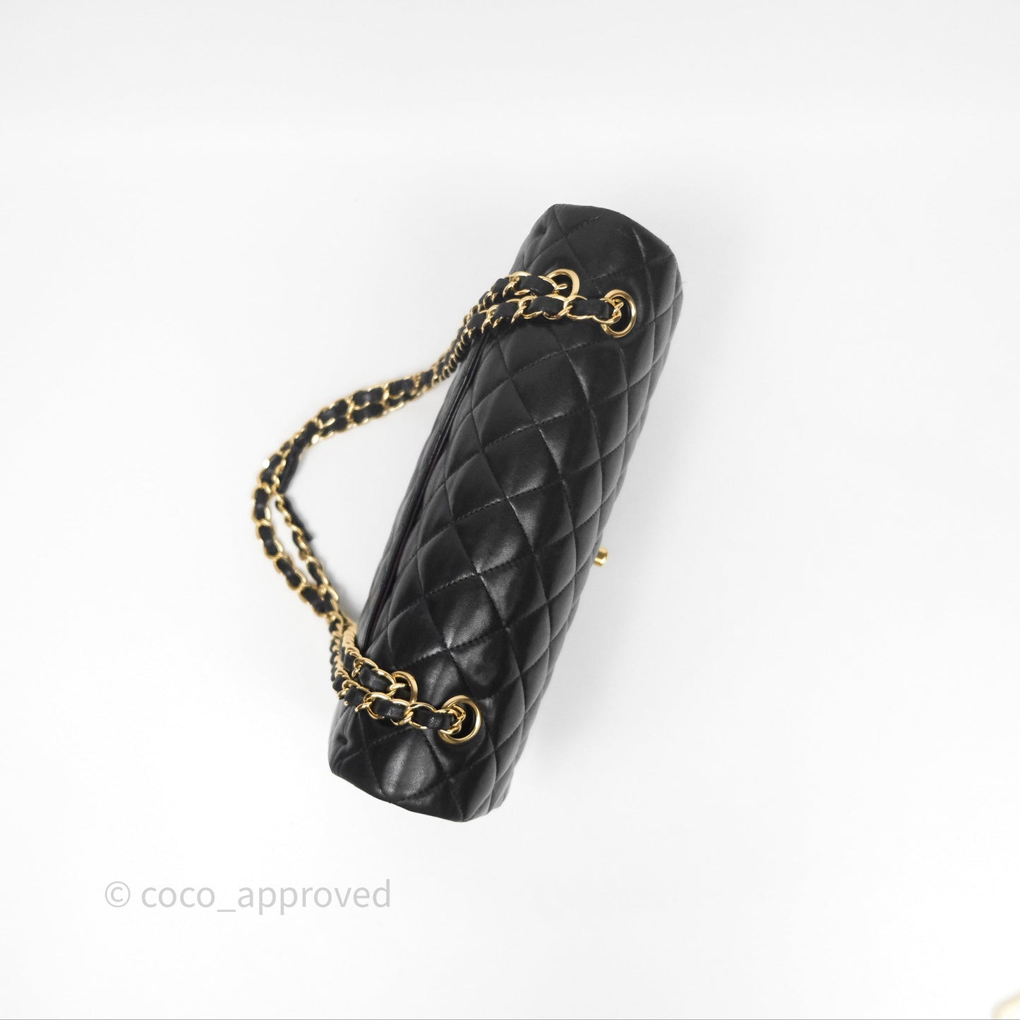 Chanel Classic M/L Medium Flap Quilted Black Lambskin Gold Hardware