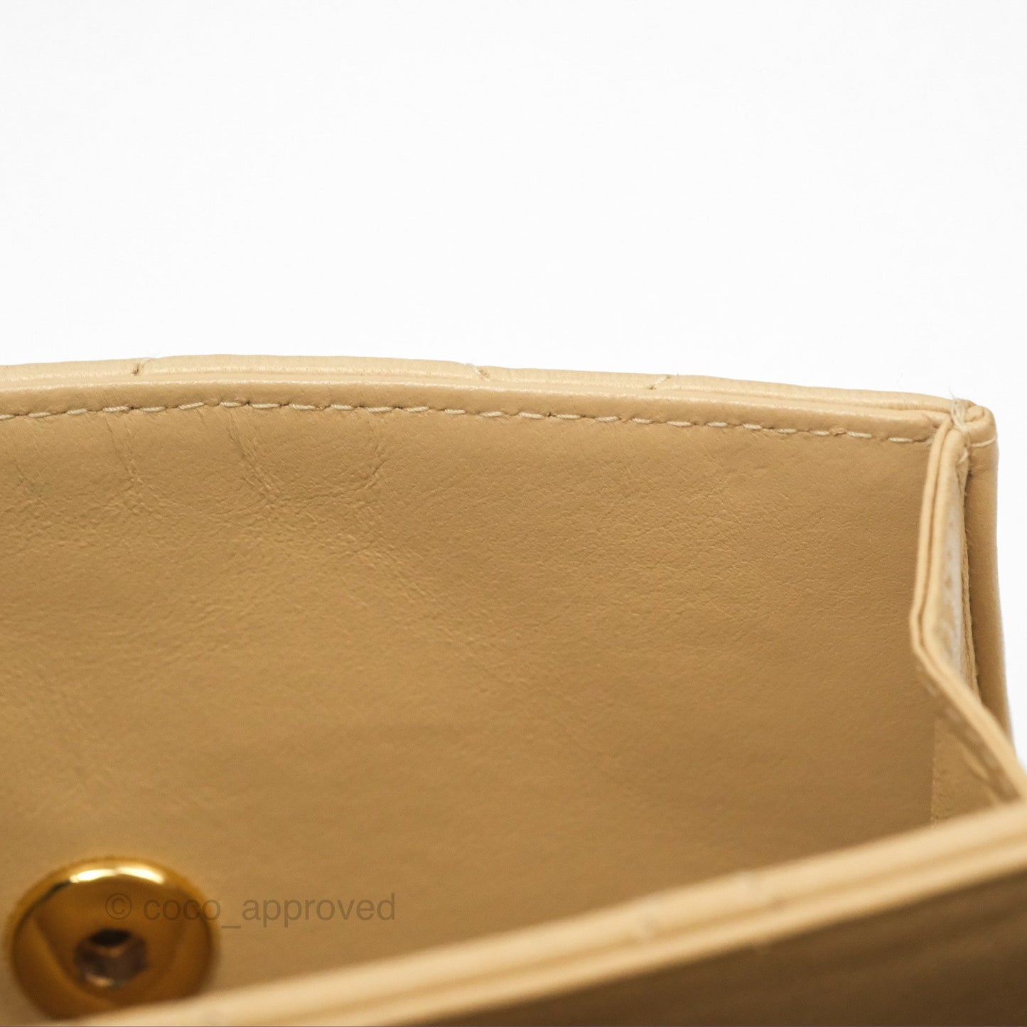 Chanel Vintage Flap Bag Beige Lambskin Gold Hardware