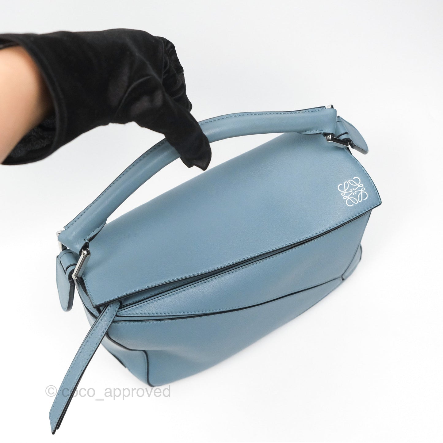 Loewe Small Puzzle Bag Stone Blue Calfskin