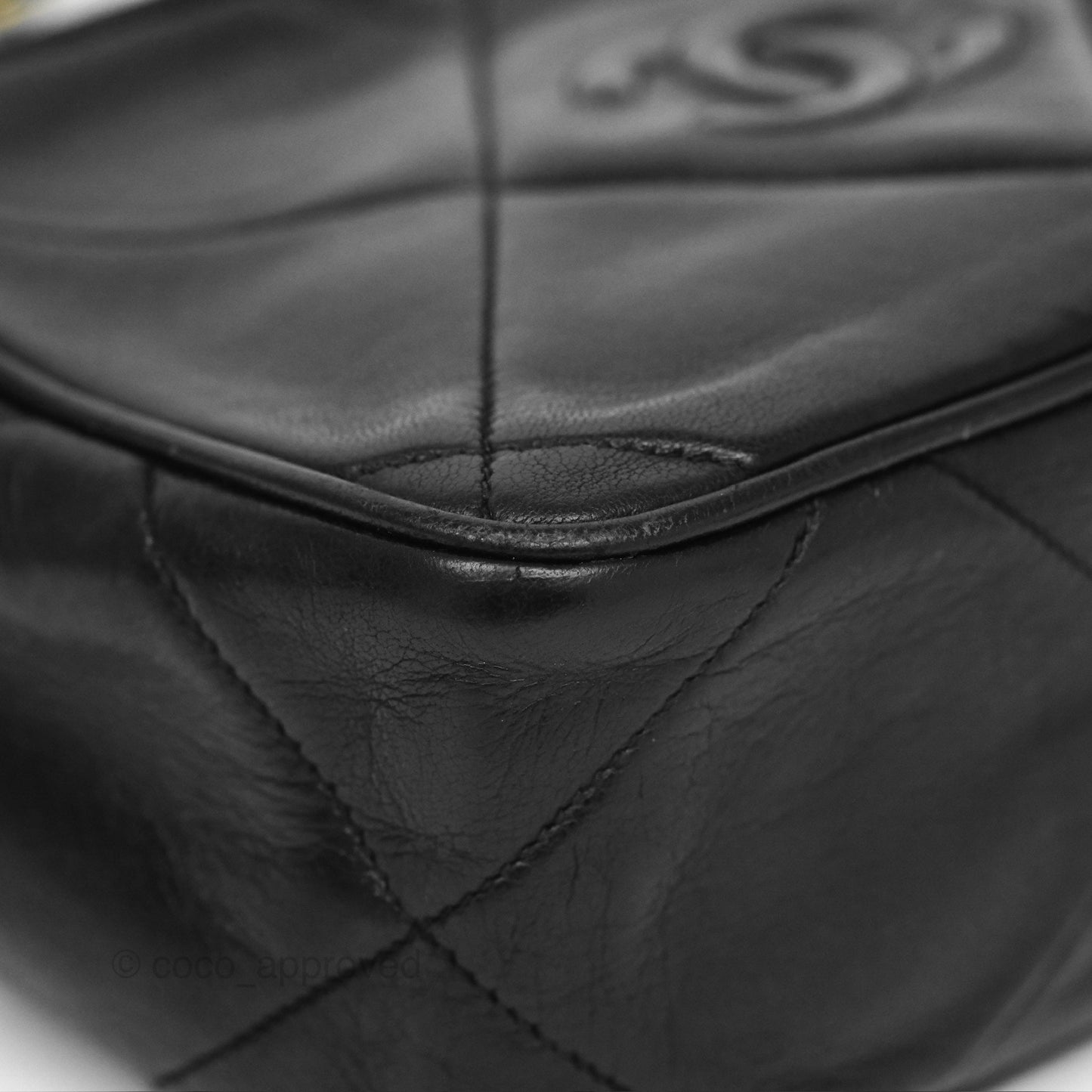 Chanel Vintage Small Camera Bag Black Lambskin Gold Hardware