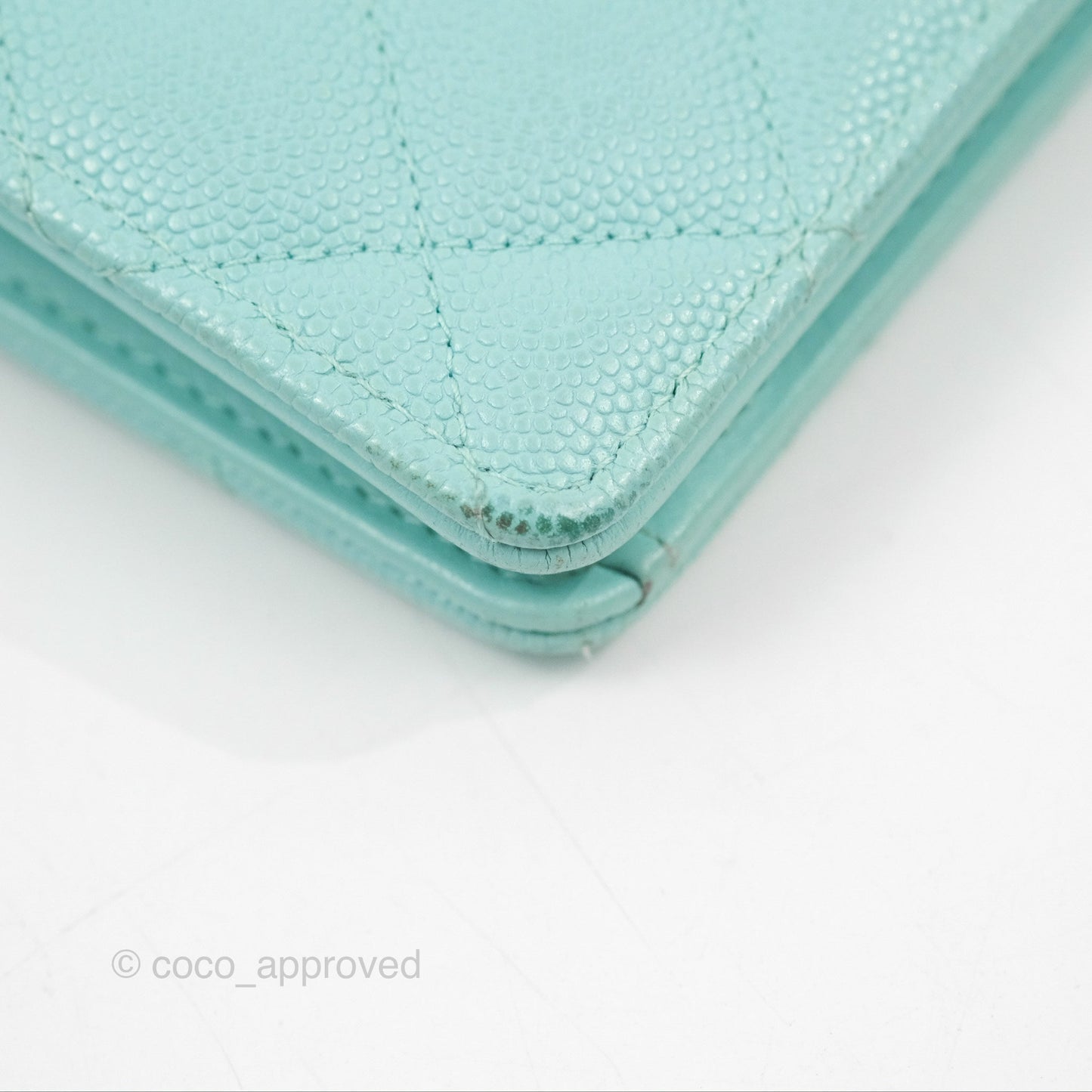 Chanel Classic Quilted Long Wallet Tiffany Blue Caviar Gold Hardware