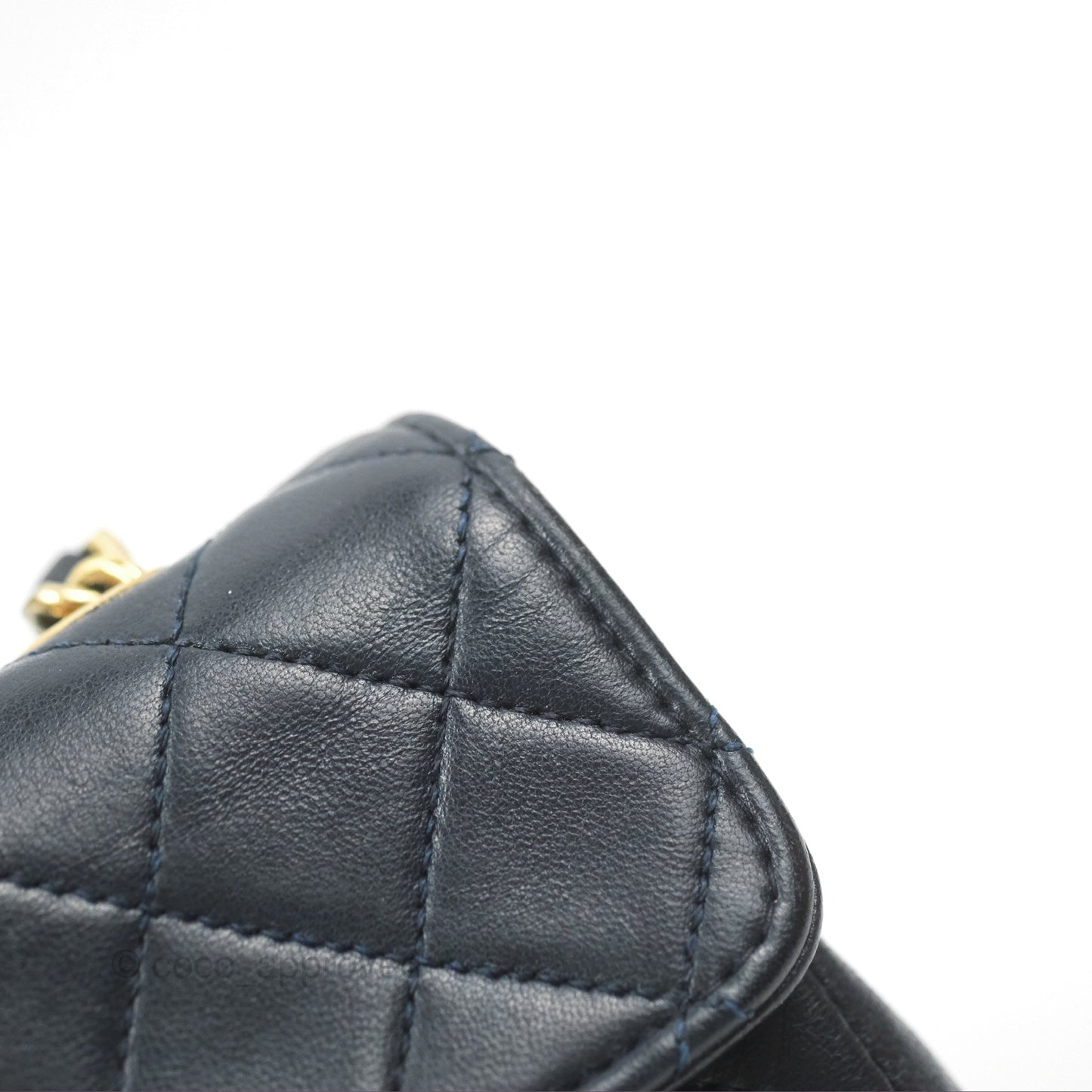 Chanel Mini Dark Navy Lambskin Flap Shoulder Bag 24K Gold Hardware