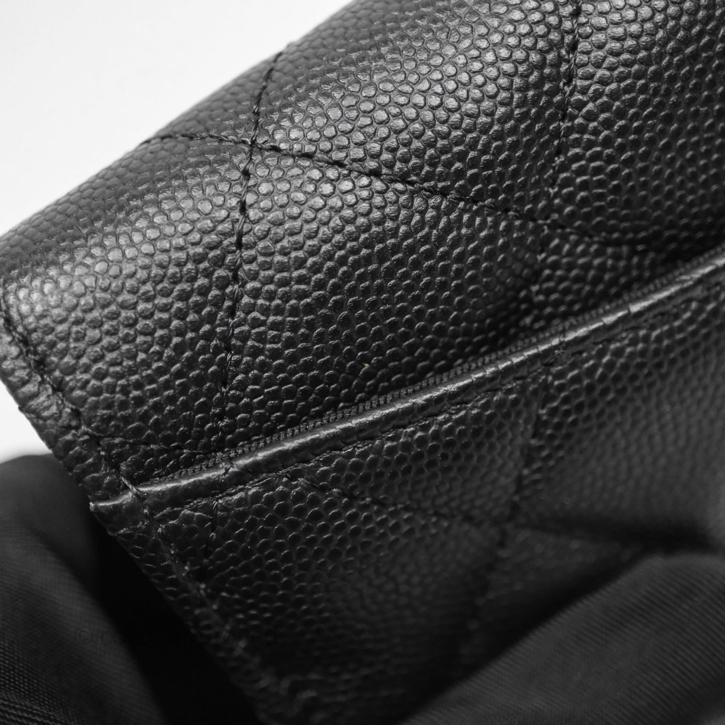 Chanel Classic Long Black Caviar Flap Wallet Silver Hardware