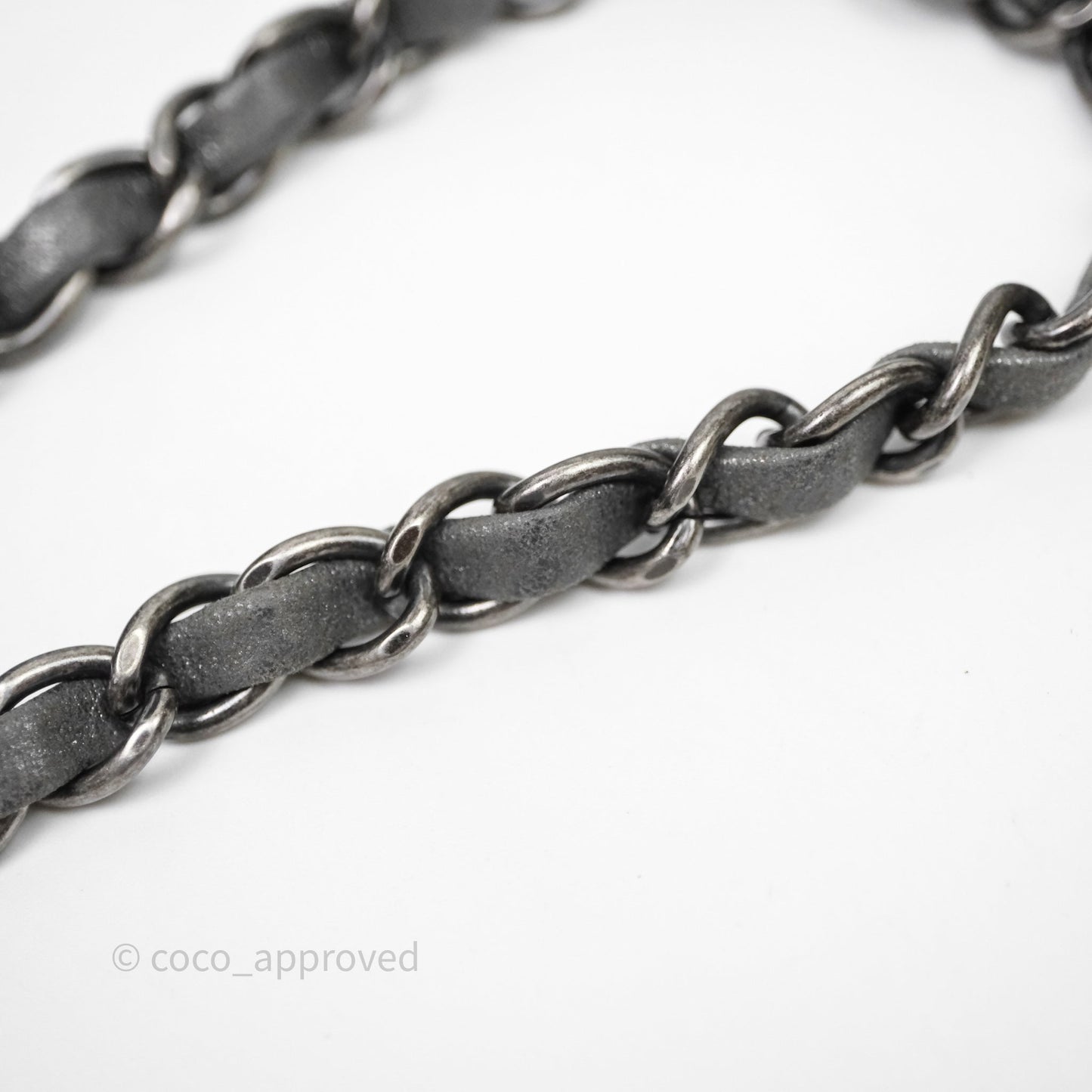 Chanel Mini Square Iridescent Grey Suede Gun Metal Hardware