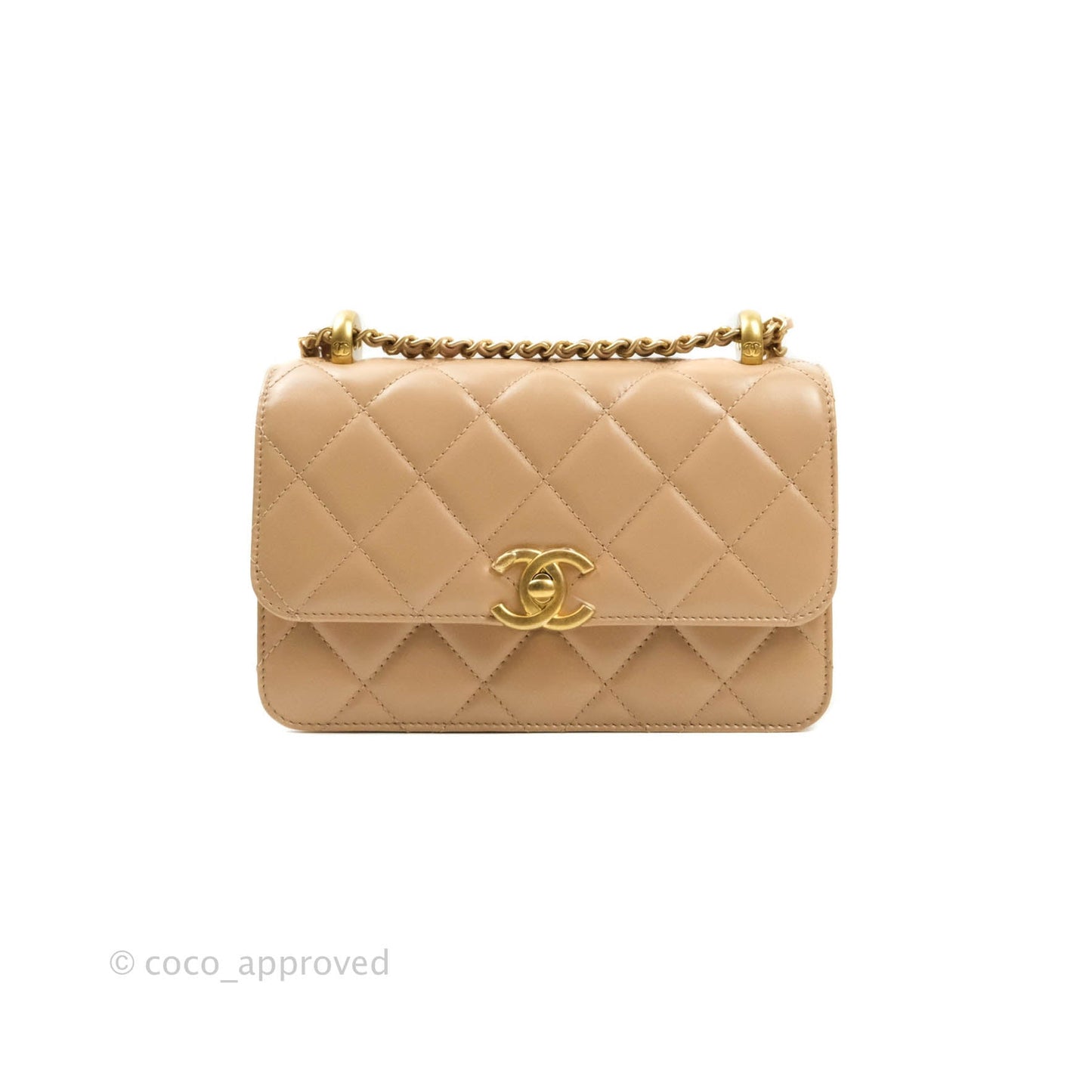Chanel Quilted Mini Perfect Fit Adjustable Beige Calfskin Gold Hardware 21A