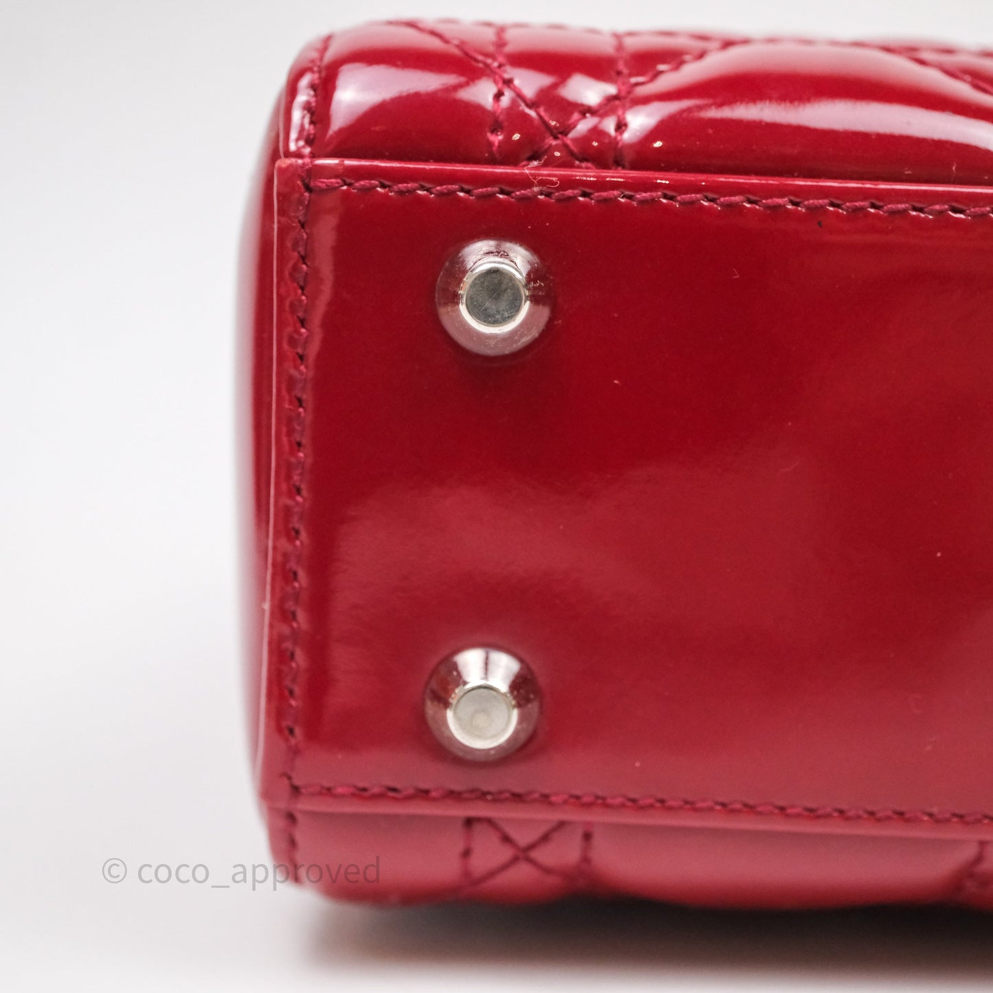 Christian Dior Mini Lady Dior Red Patent Cannage Silver Hardware