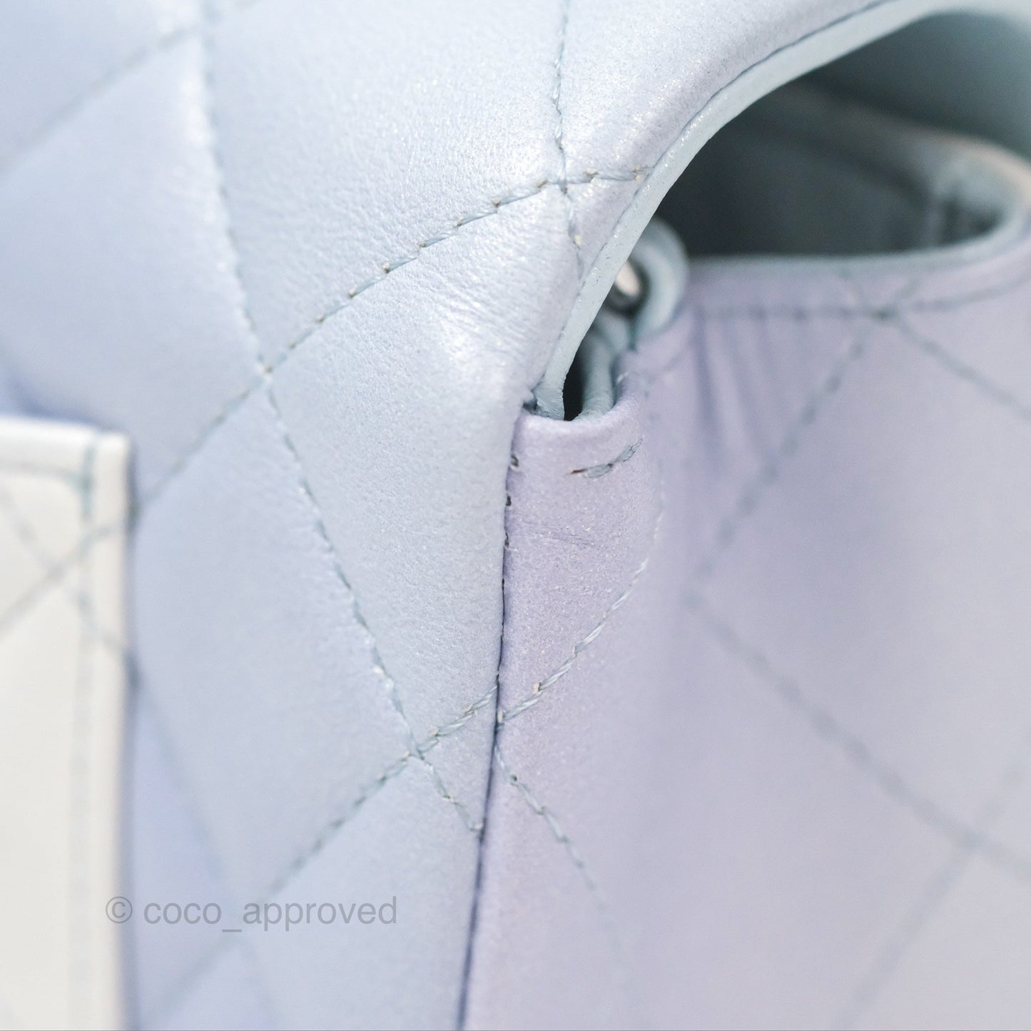 Chanel Quilted Mini Rectangular Flap Ombre Light Blue/Light Purple/White Iridescent Silver Hardware 21K