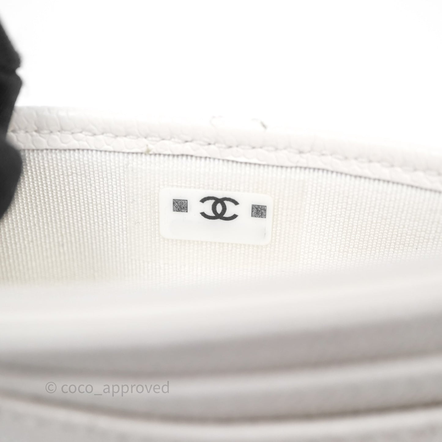 Chanel Crystal CC Quilted Flat Card Holder White Caviar
