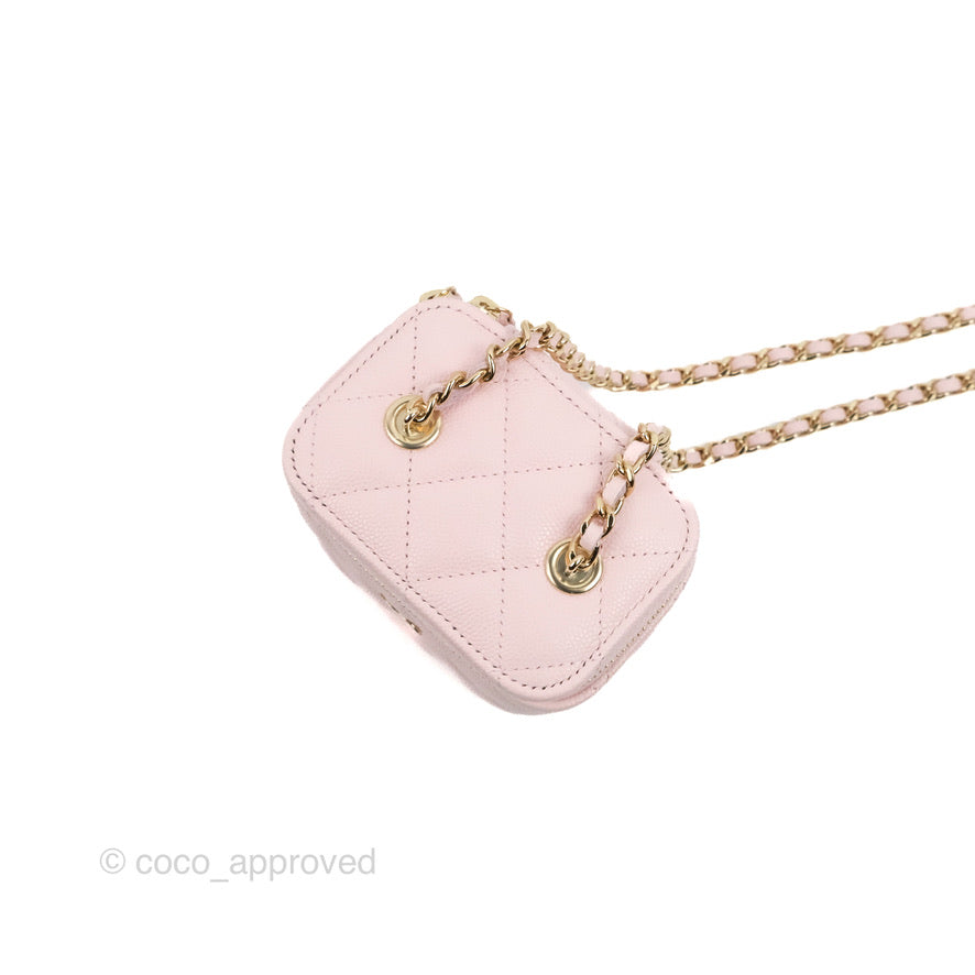 Chanel Mini Vanity With Chain Pink Caviar Gold Hardware