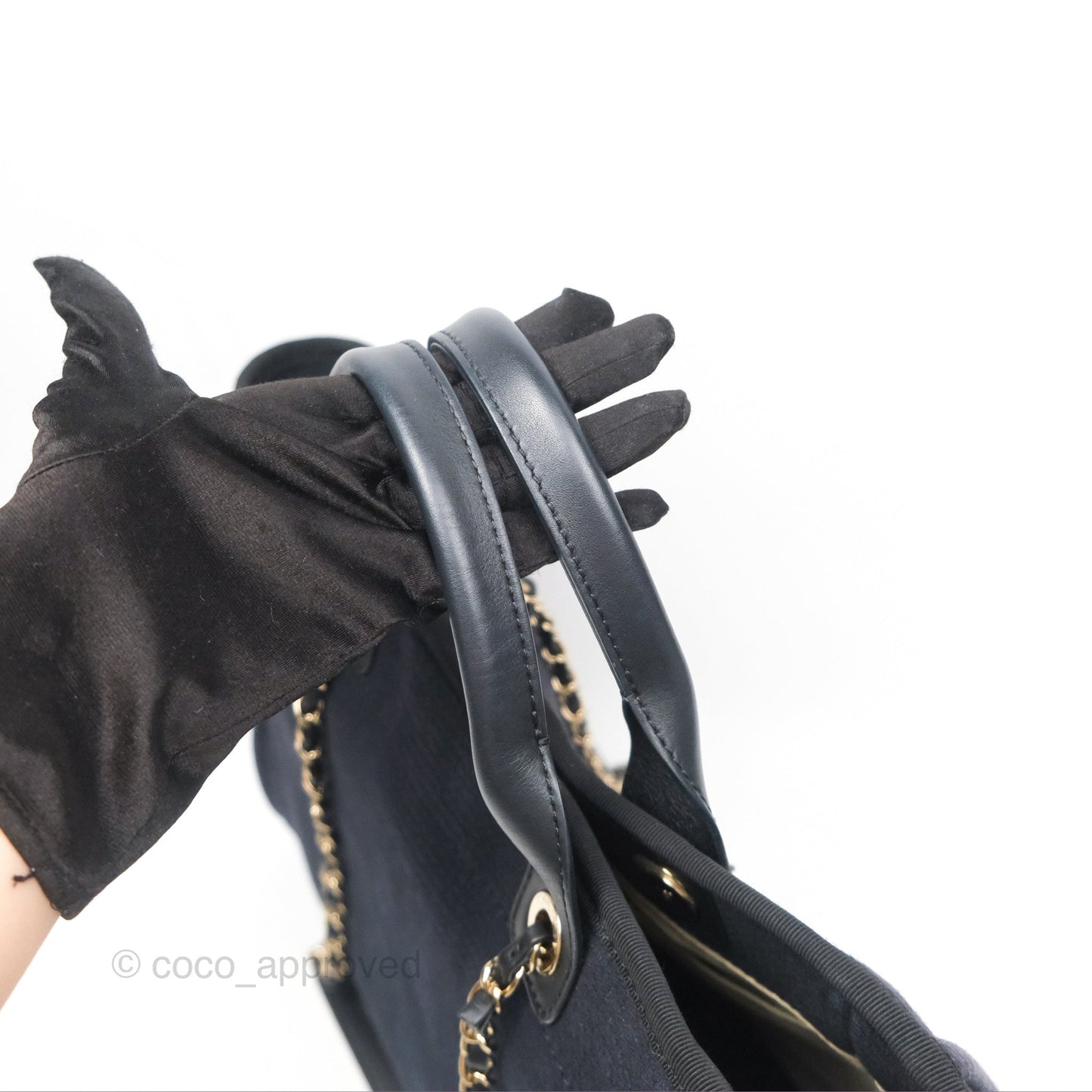 Chanel Medium Canvas Deauville Tote Navy Gold Hardware