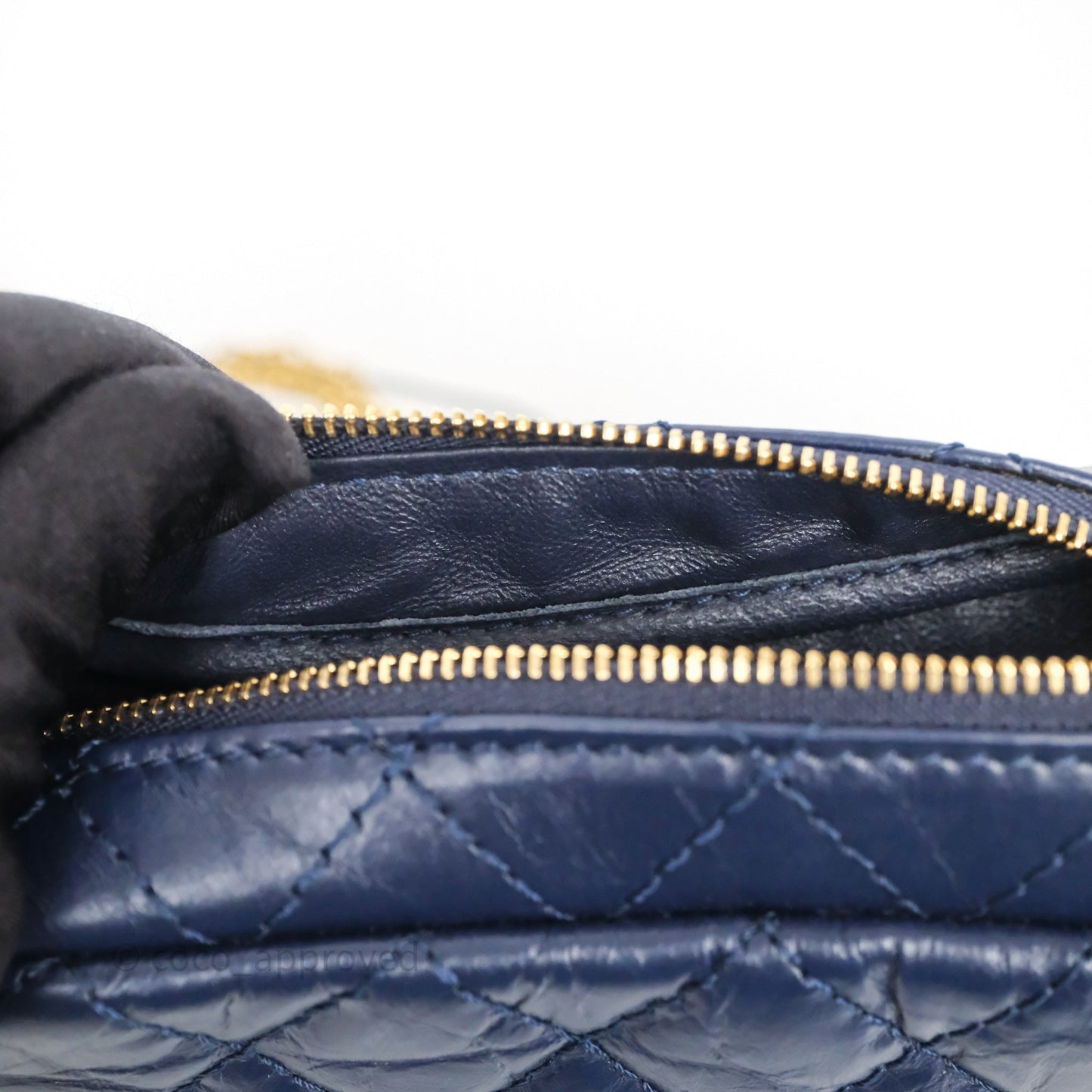 Chanel Quilted Mini Reissue Camera Case Navy Aged Calfskin Aged Gold Hardware