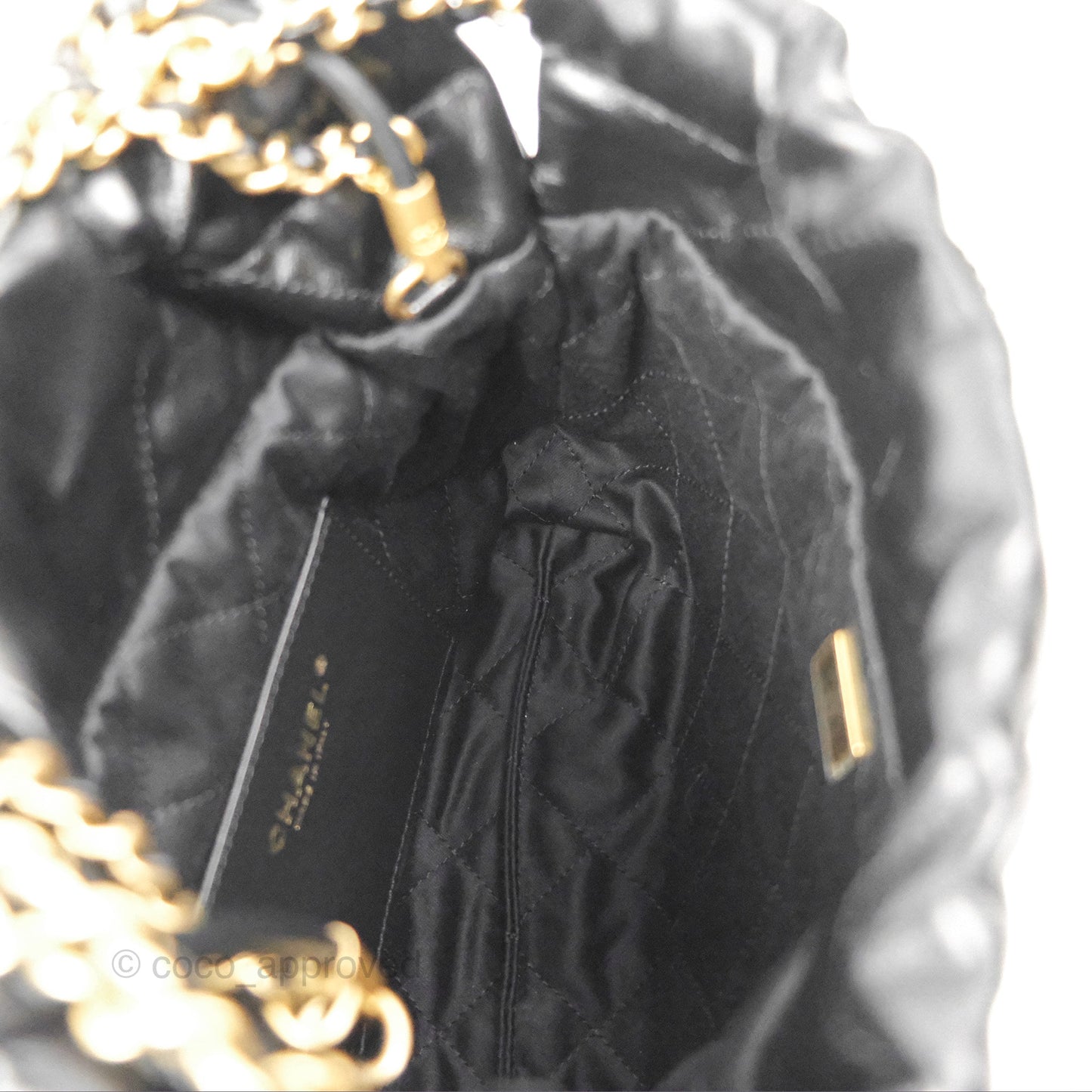 Chanel 22 Mini Bag Black Crumpled Calfskin