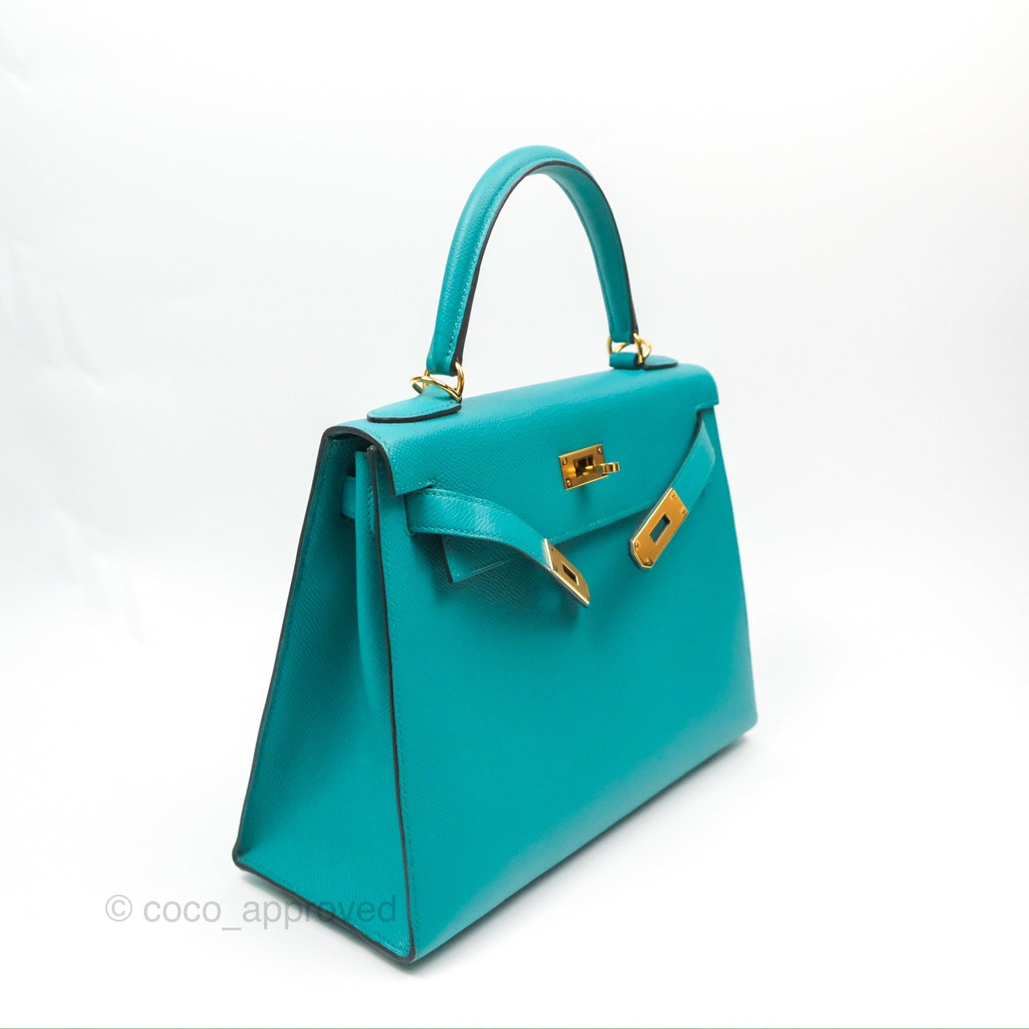 Hermès Sellier Kelly 28 Bleu Paon Epsom Gold Hardware