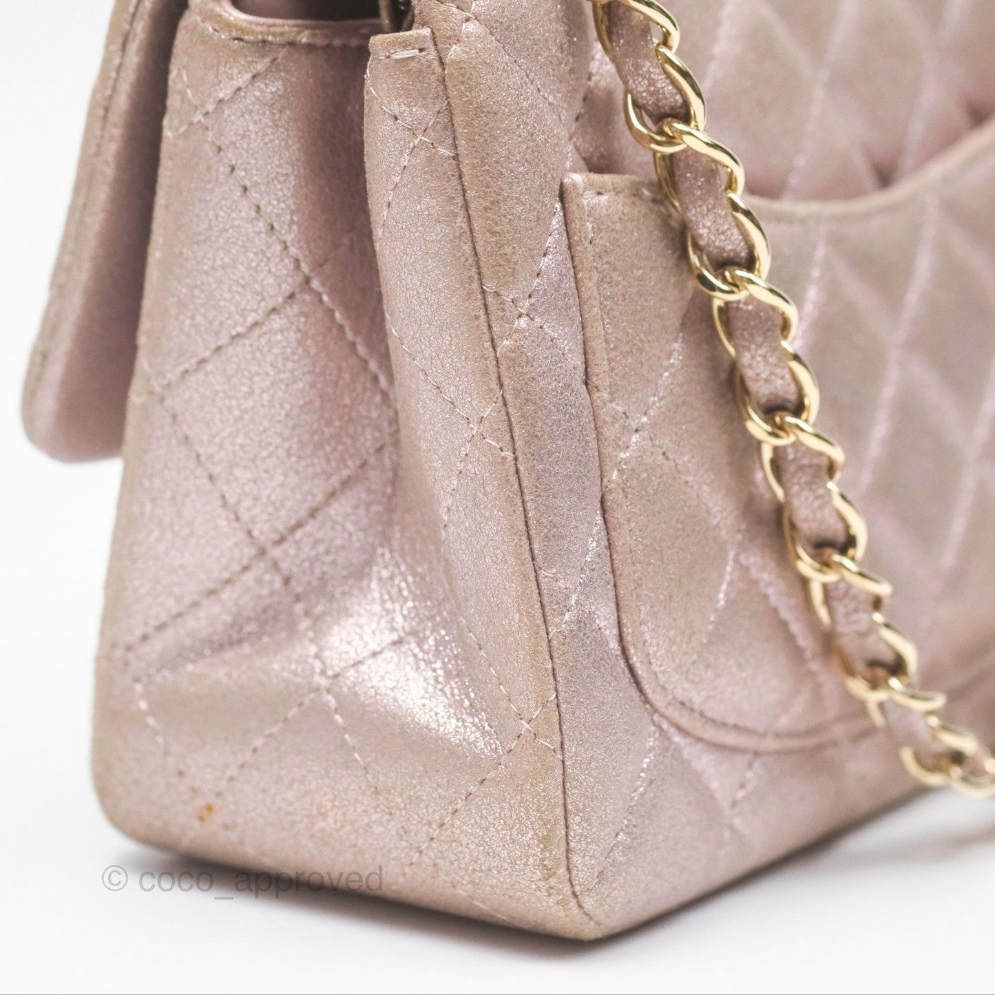 Chanel Mini Square Metallic Rose Gold Goatskin Gold Hardware 14B