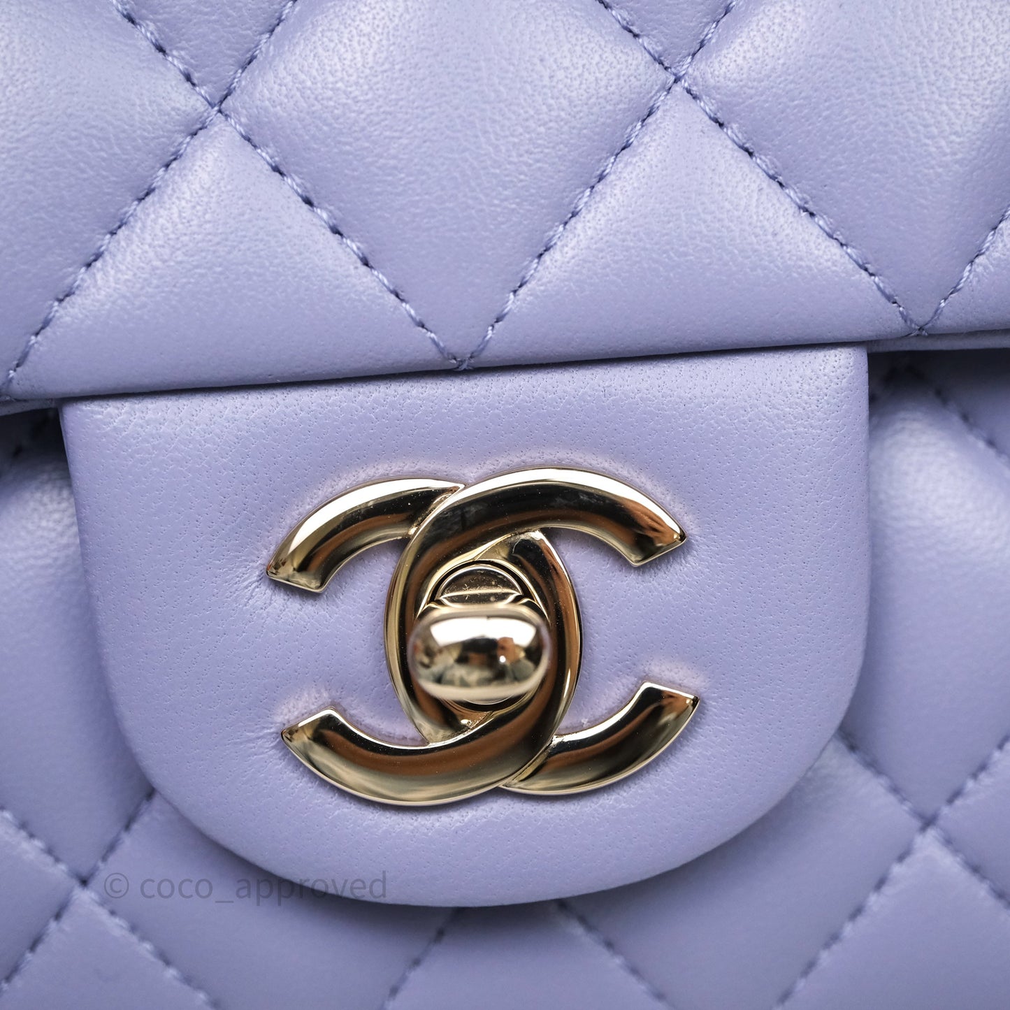 Chanel Top Handle Mini Rectangular Flap Purple Lambskin Gold Hardware