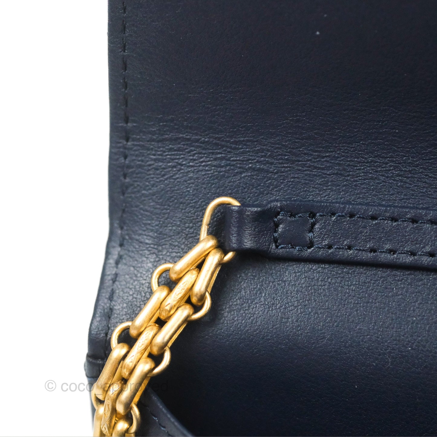 Chanel Quilted Reissue Wallet On Chain WOC Navy Aged Calfskin Gold Hardware