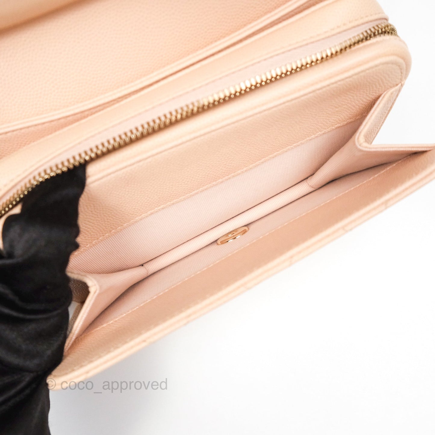 Chanel Quilted Small Like The Wallet Flap Light Beige Pink Caviar Light Gold Hardware 22C