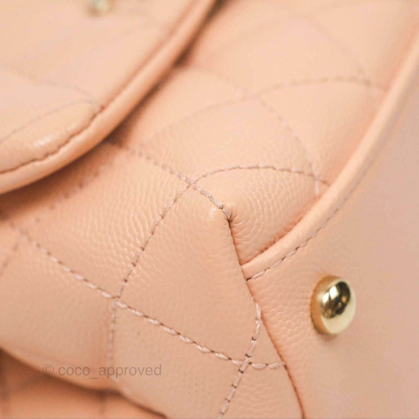 Chanel Quilted Mini Coco Handle Caviar Pink Beige Gold Hardware