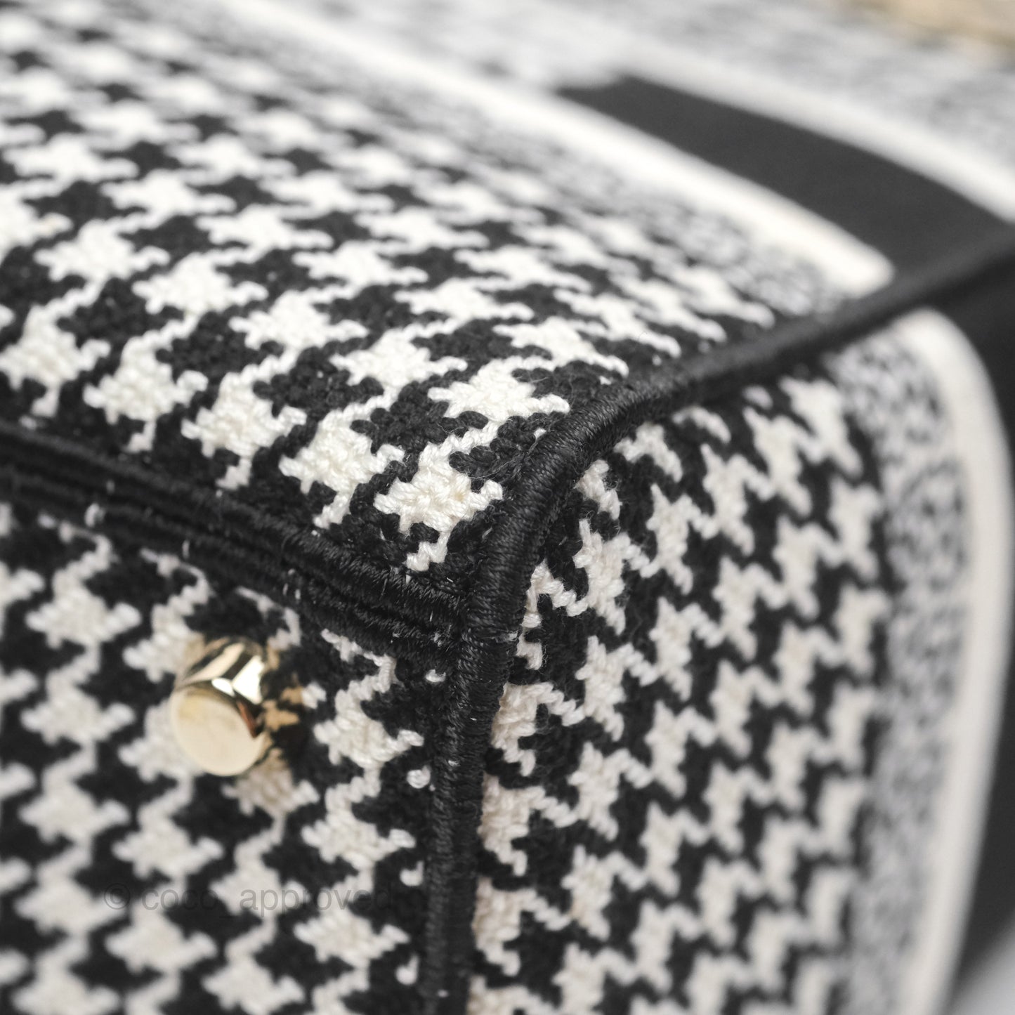 Christian Dior Medium Lady D-Lite Bag Black White Houndstooth