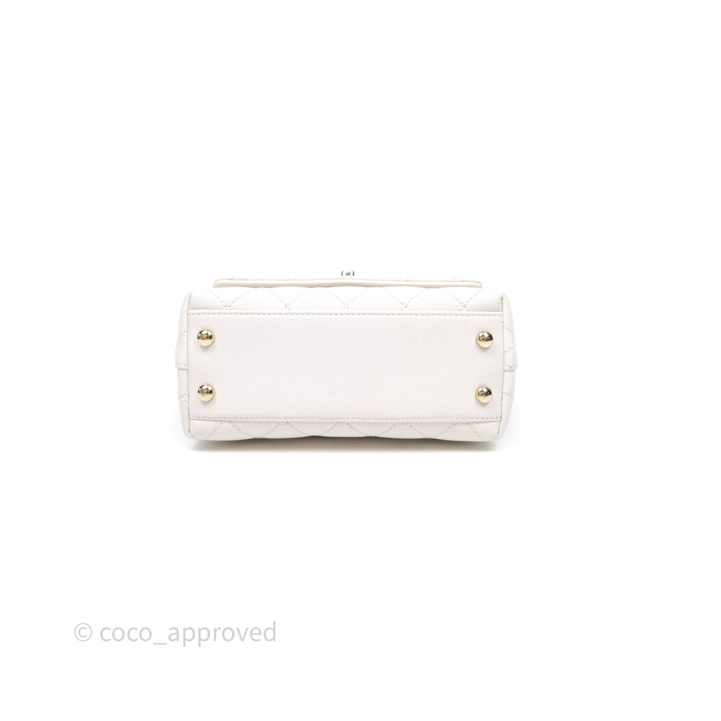 Chanel Mini Coco Handle Quilted White Caviar Gold Hardware