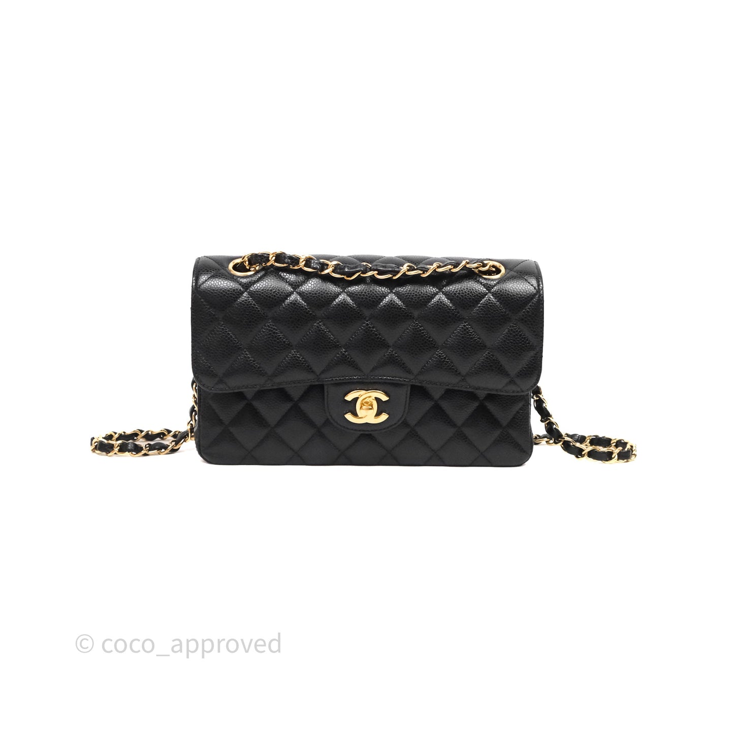 Chanel Small Classic Flap Quilted Black Caviar Gold Hardware