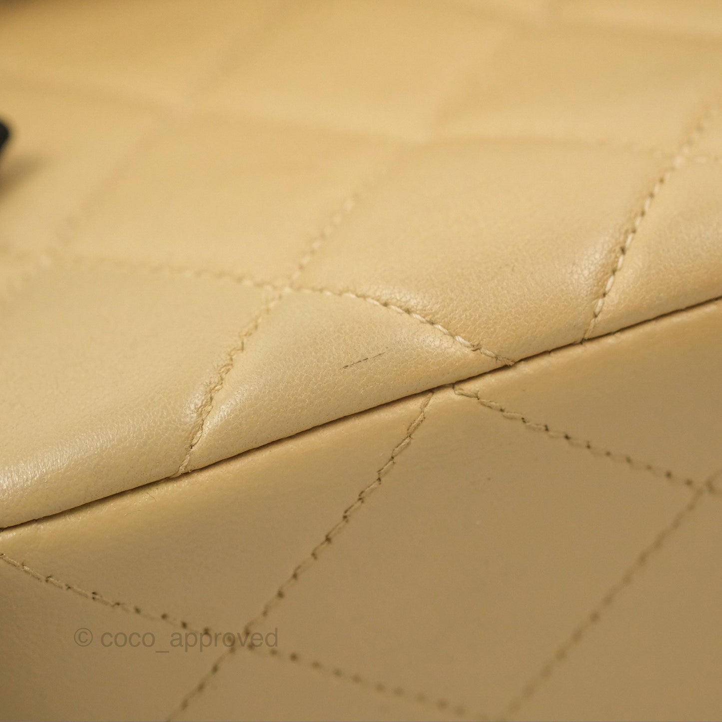 Chanel Vintage Double Sided Flap Bag Quilted Beige Lambskin Gold Hardware