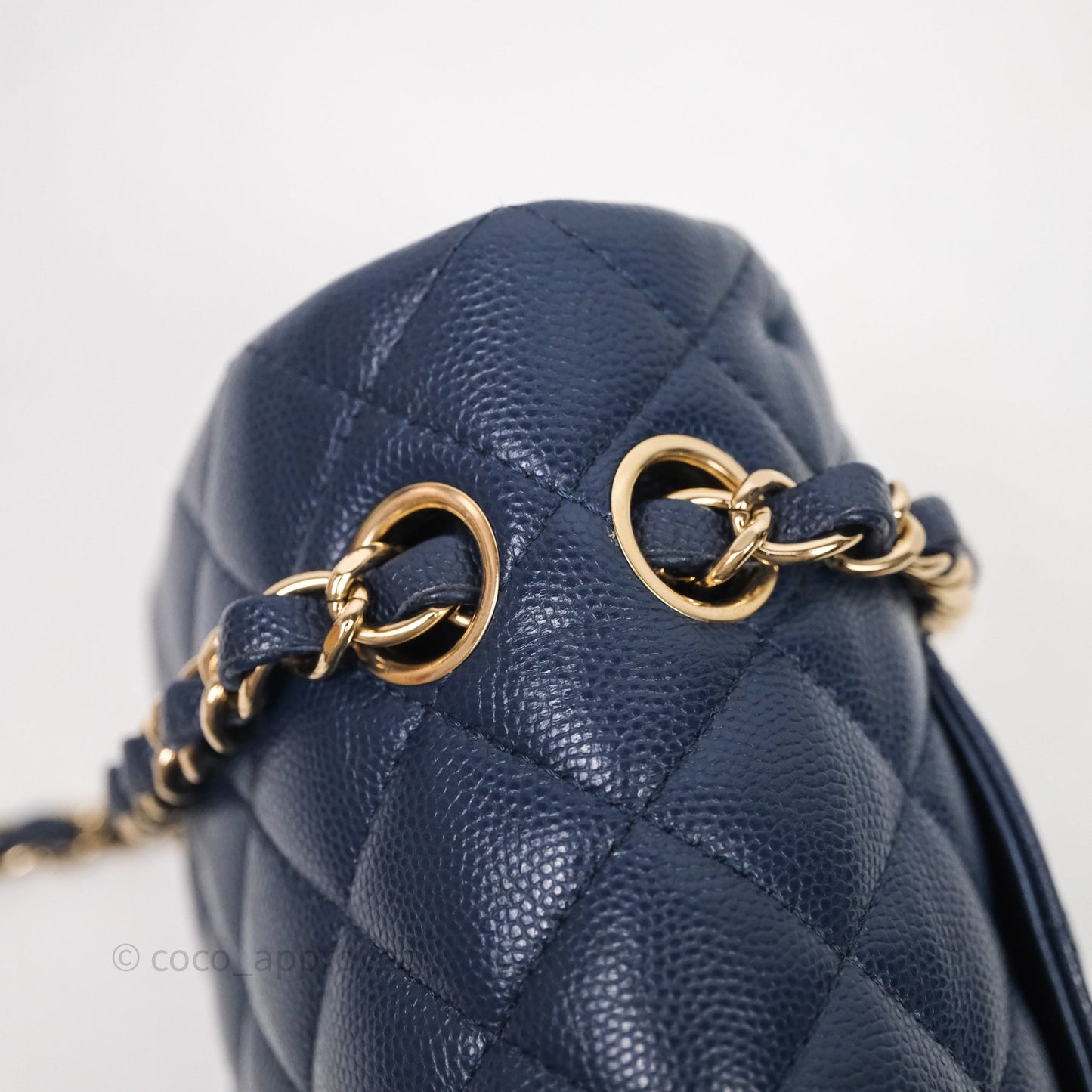 Chanel Medium Classic Flap Quilted Dark Blue Caviar Gold Hardware