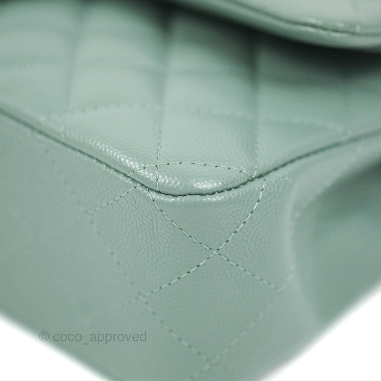 Chanel Classic M/L Medium Flap Quilted Tiffany Green Caviar Gold Hardware