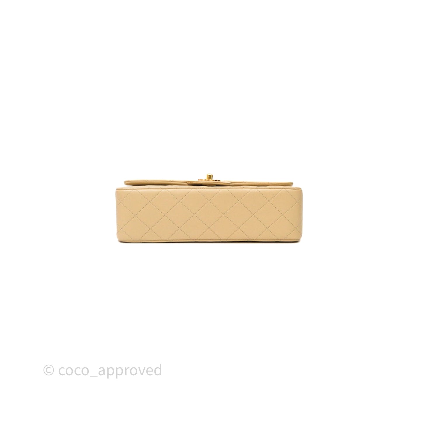 Chanel Vintage Small Classic Flap Beige Lambskin 24K Gold Hardware