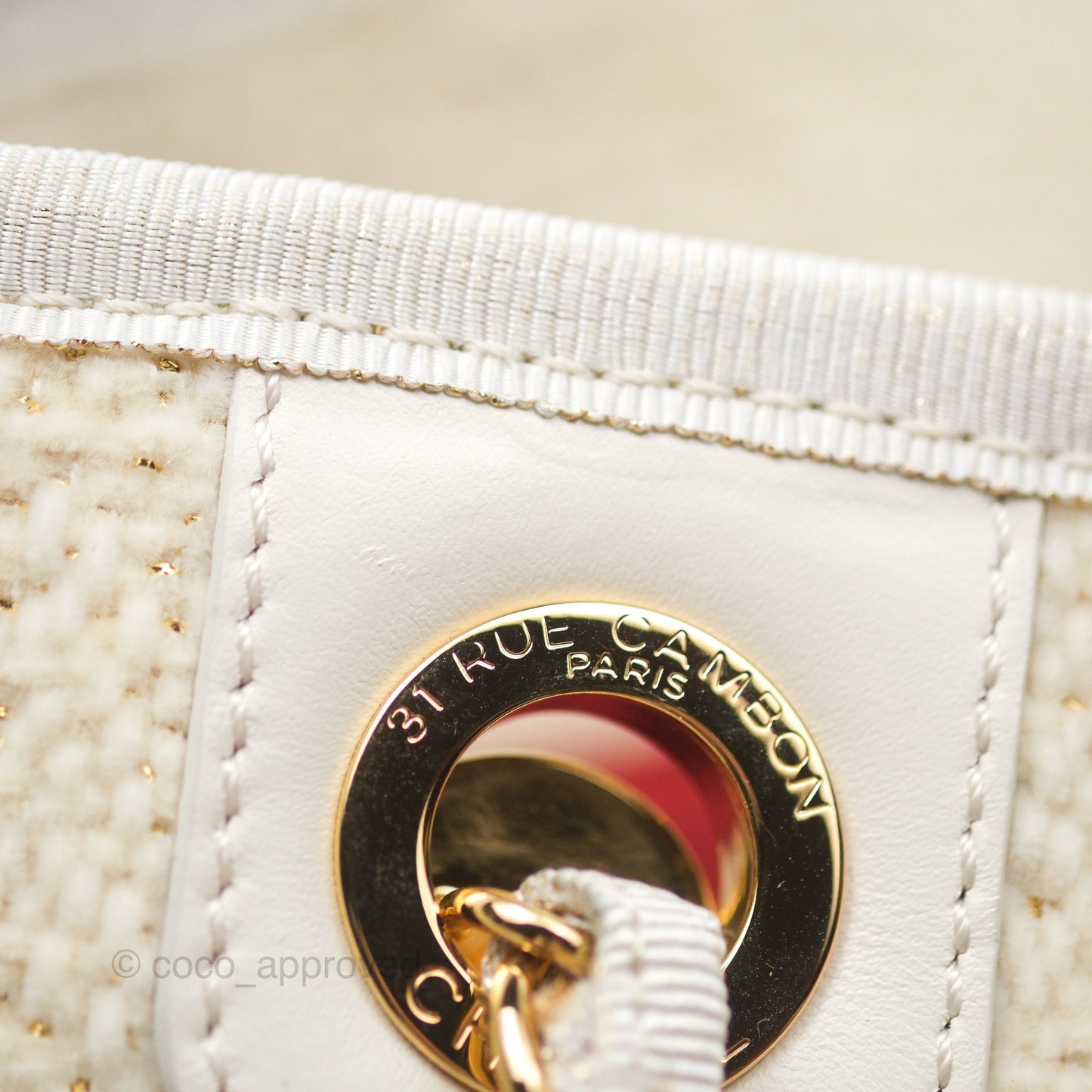 Chanel Medium Deauville Tote Ivory Lurex Boucle 19A