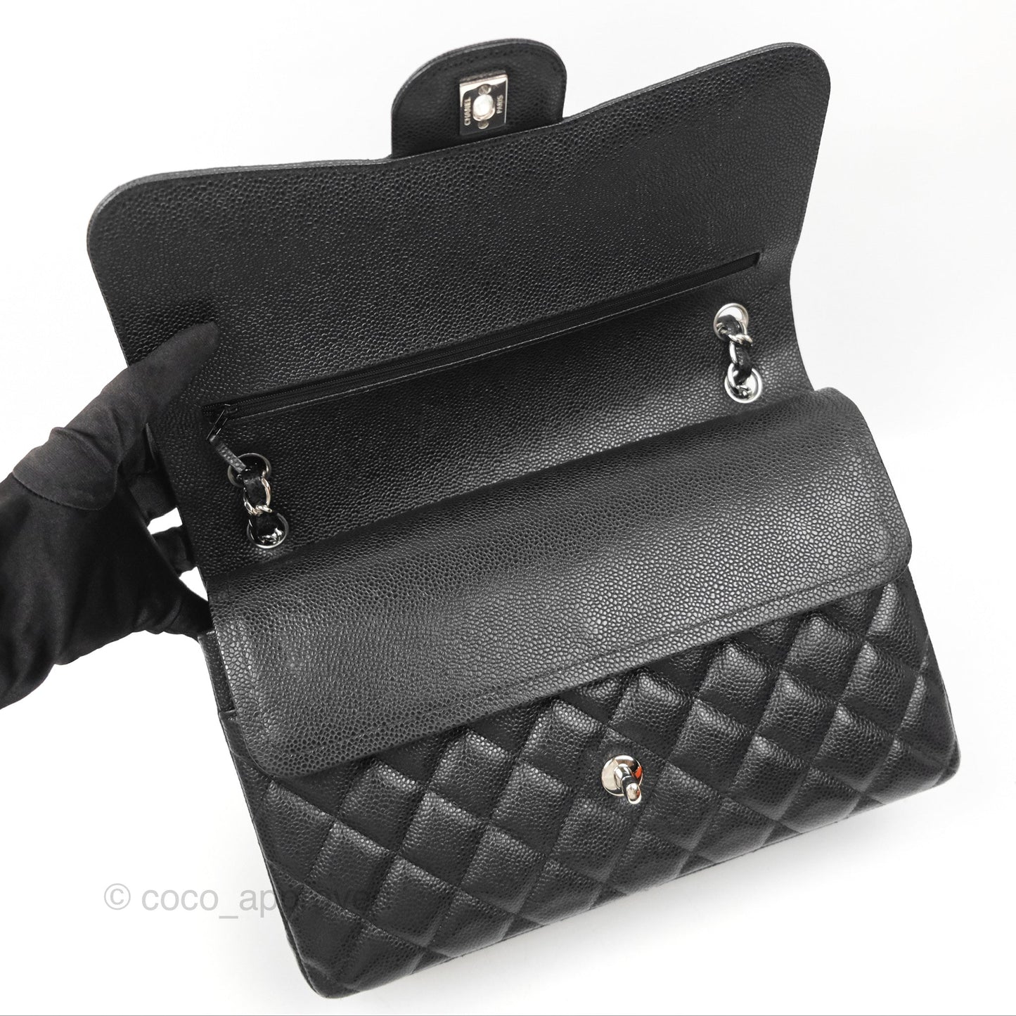 Chanel Jumbo Double Flap Black Caviar Silver Hardware⁣⁣