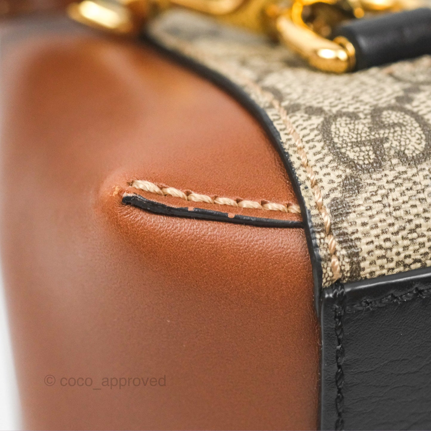 Gucci Mini Padlock Backpack GG Coated Canvas Black/Brown Leather