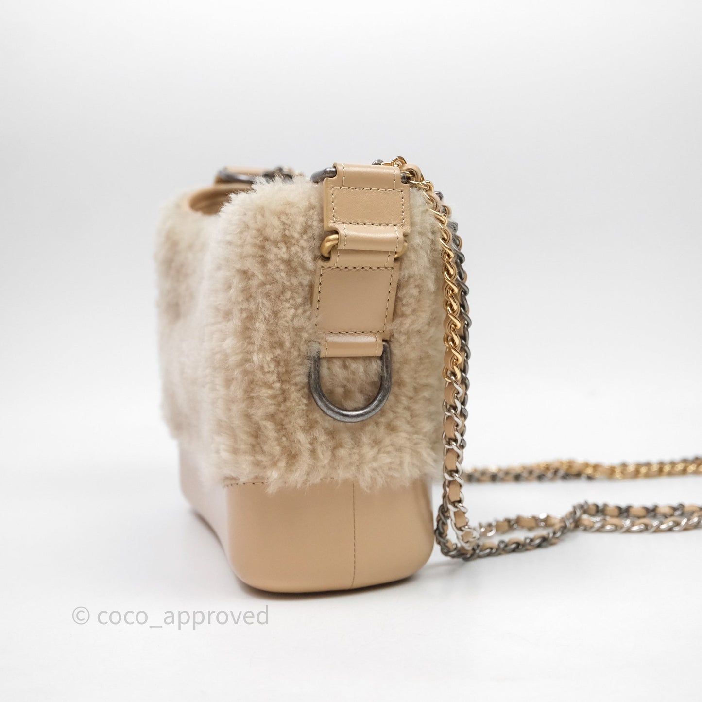 Chanel Small Gabrielle Hobo Shearling Beige Mixed Hardware