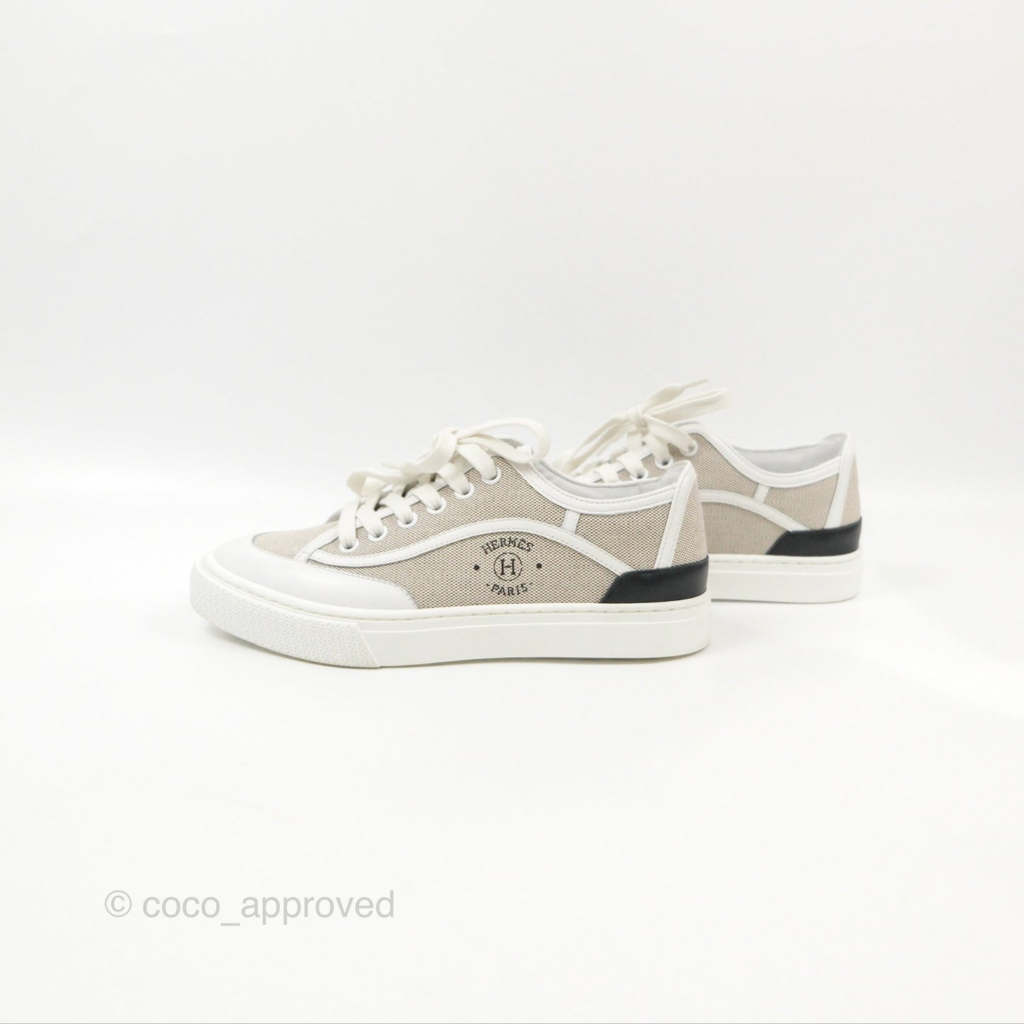 Hermes Get Sneaker Prunoir / Blanc H Canvas Calfskin