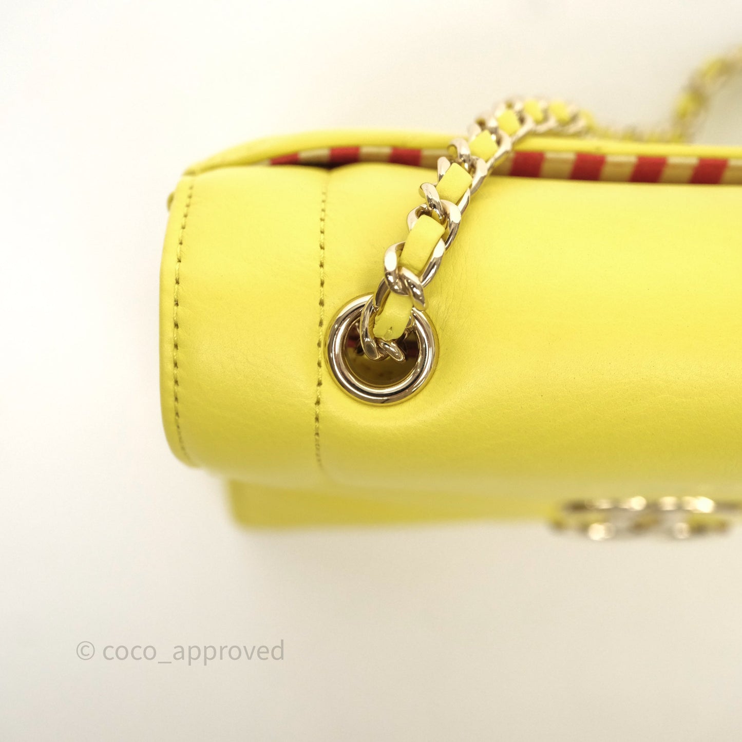 Chanel Chevron Square Envelope Flap Bag Yellow Calfskin Gold Hardware 19C