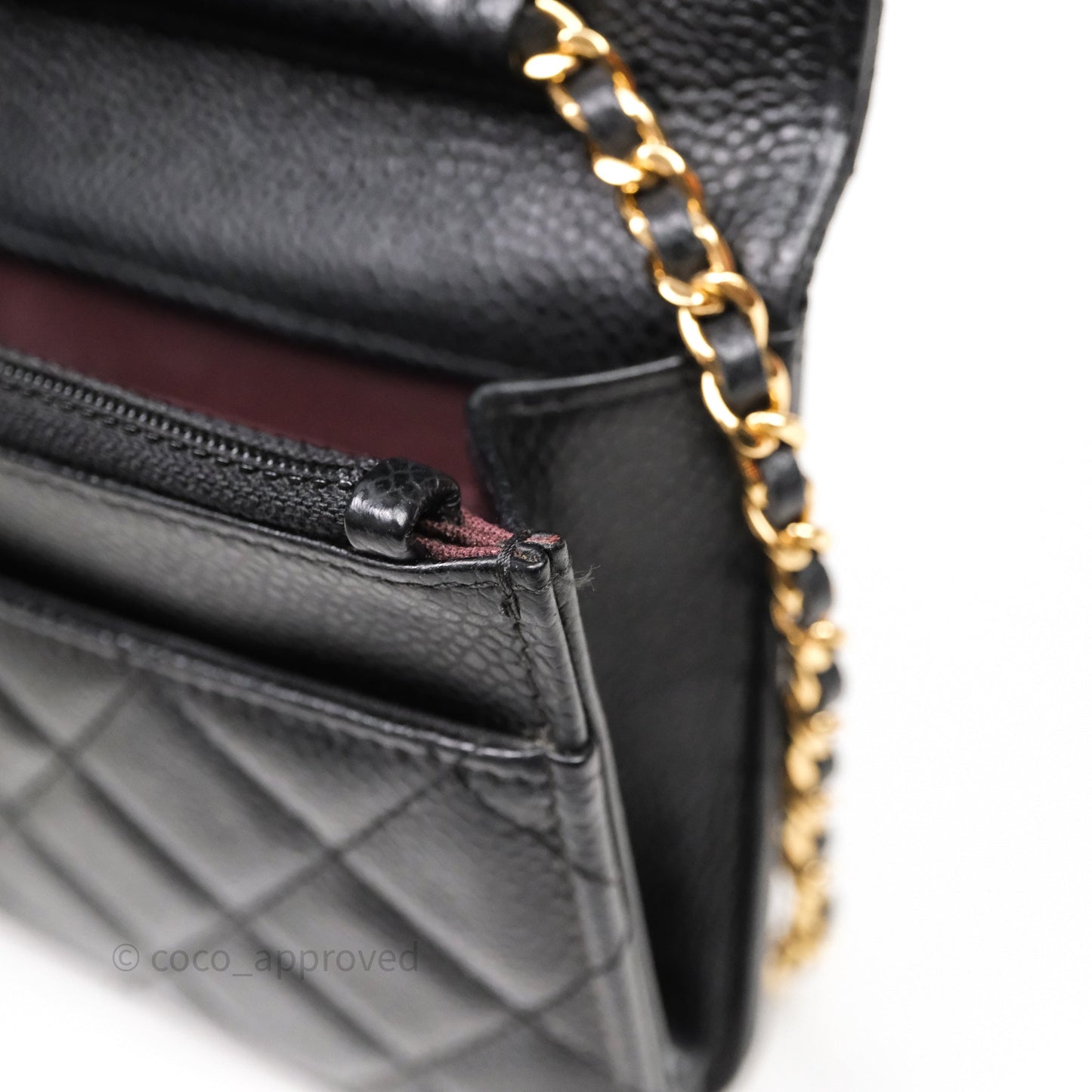 Chanel Classic Wallet On Chain WOC Quilted Black Caviar Gold Hardware