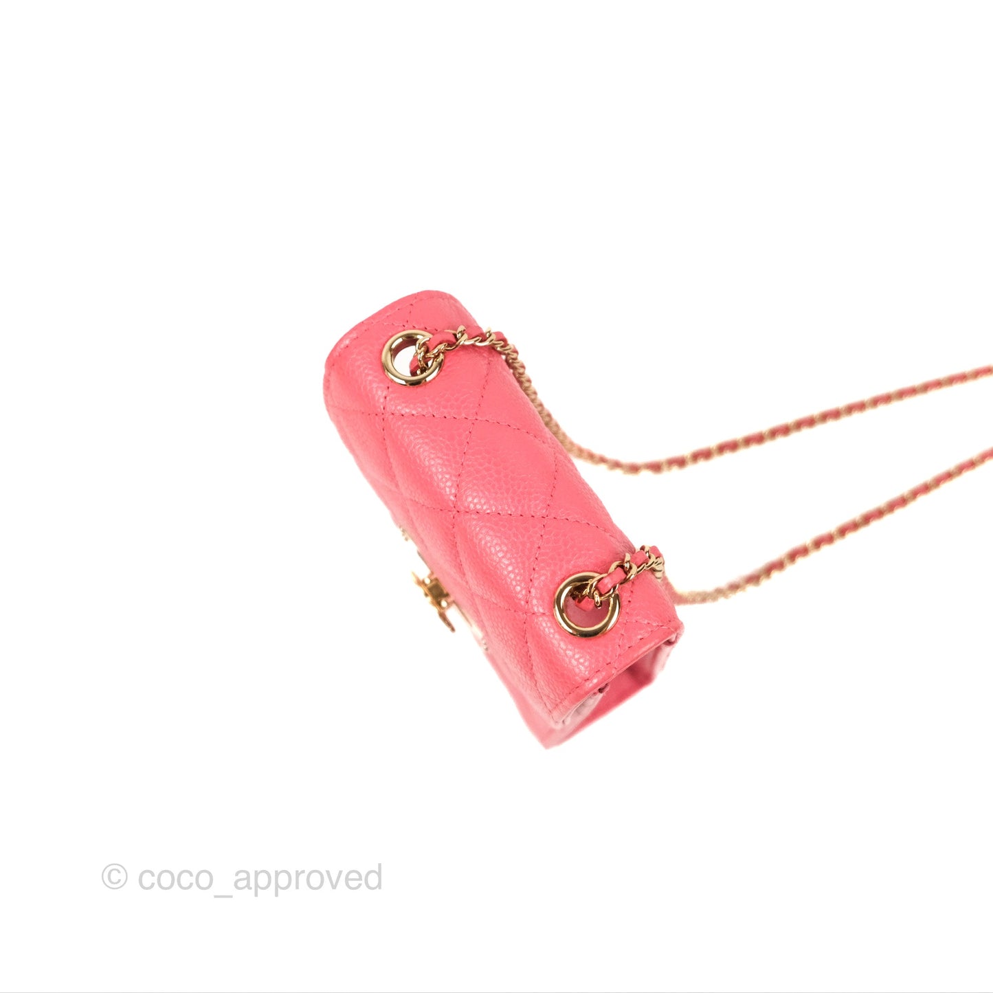 Chanel Golden Class Phone Holder With Chain Pink Caviar Gold Hardware
