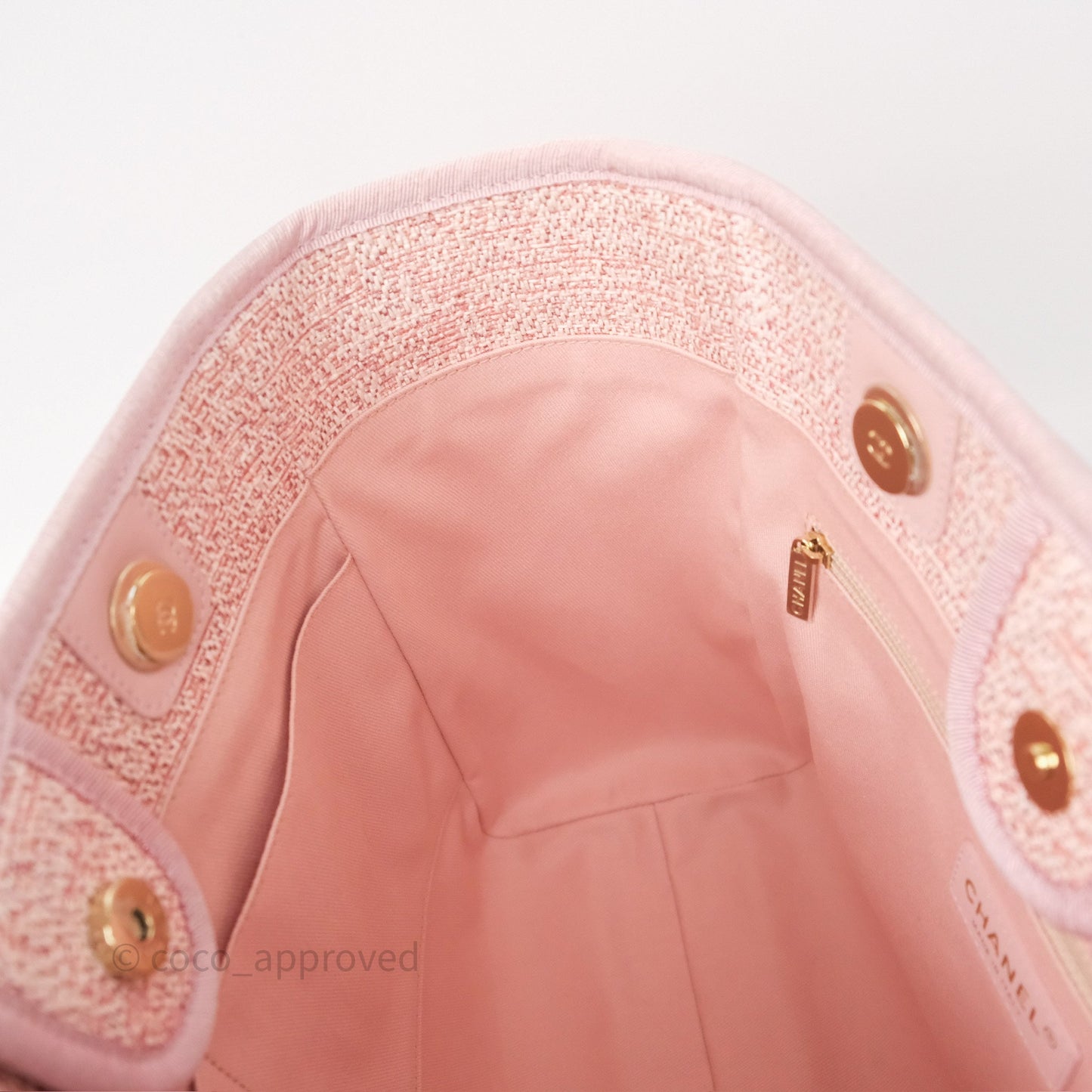 Chanel Medium Deauville Pink Glitter Raffia Gold Hardware