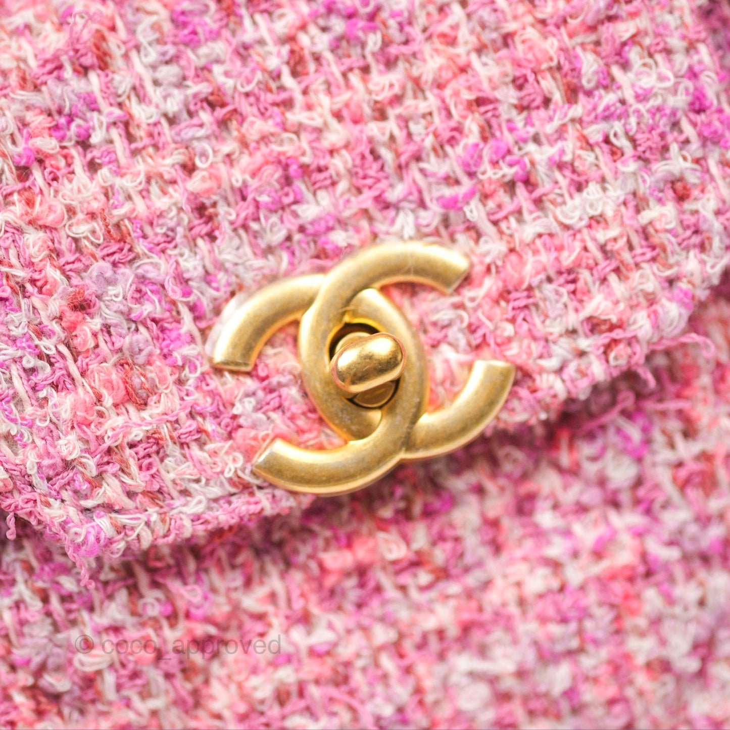 Chanel Kelly Bag Pink Tweed Aged Gold Hardware