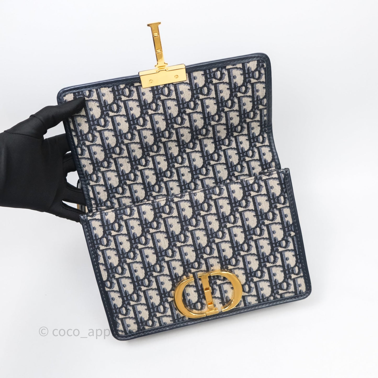 Christian Dior Small 30 Montaigne Bag Blue Dior Oblique Jacquard