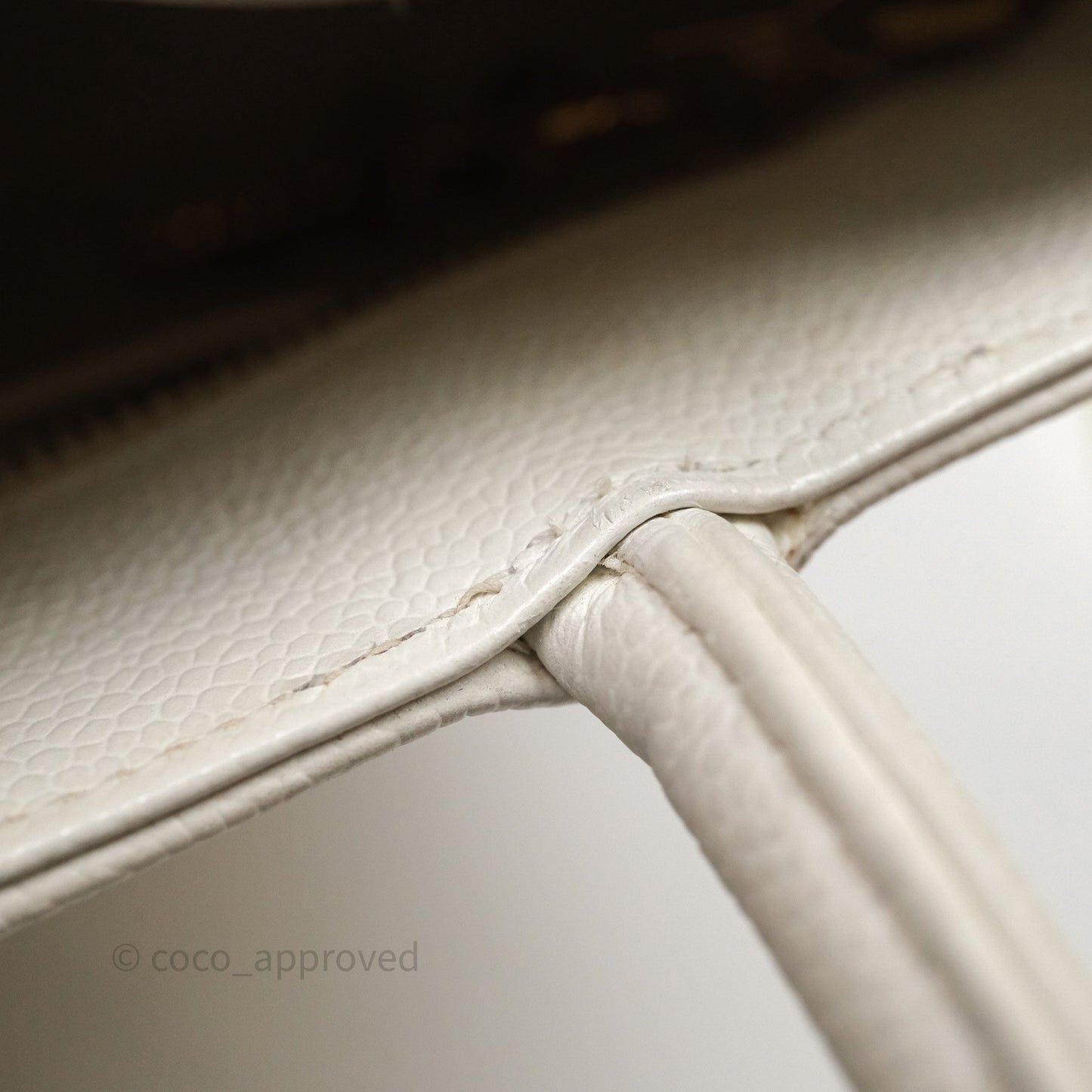 Chanel Vintage Medallion CC White Caviar Tote Bag Gold Hardware