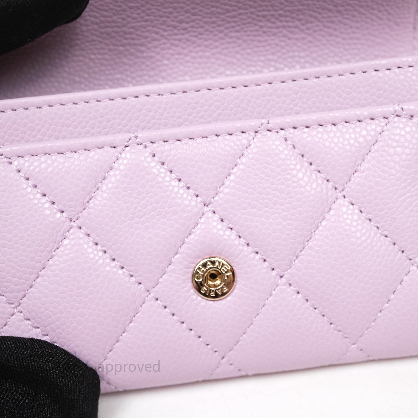 Chanel Quilted Flap Card Holder Purple Caviar Gold Hardware
