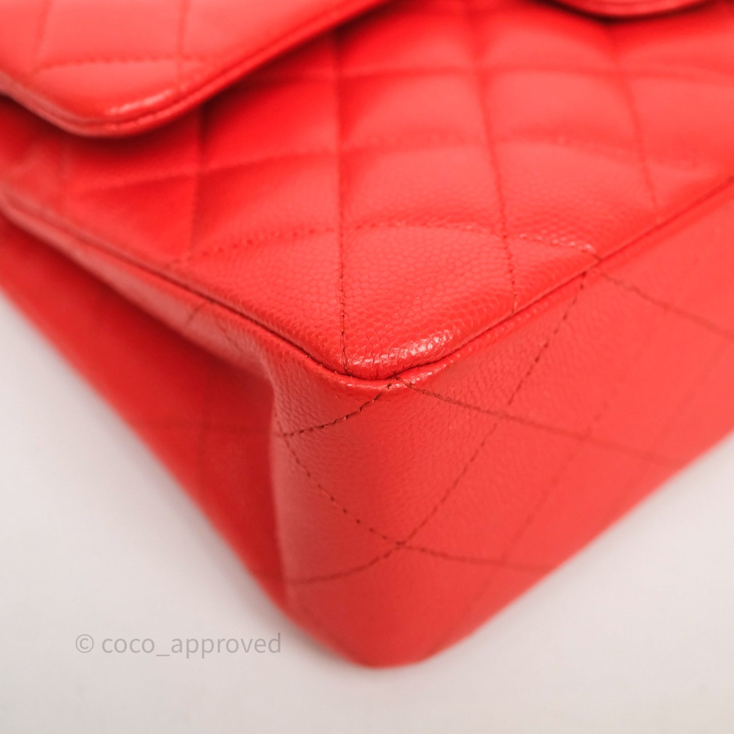 Chanel Small Classic Flap Quilted Red Orange Caviar Gold Hardware