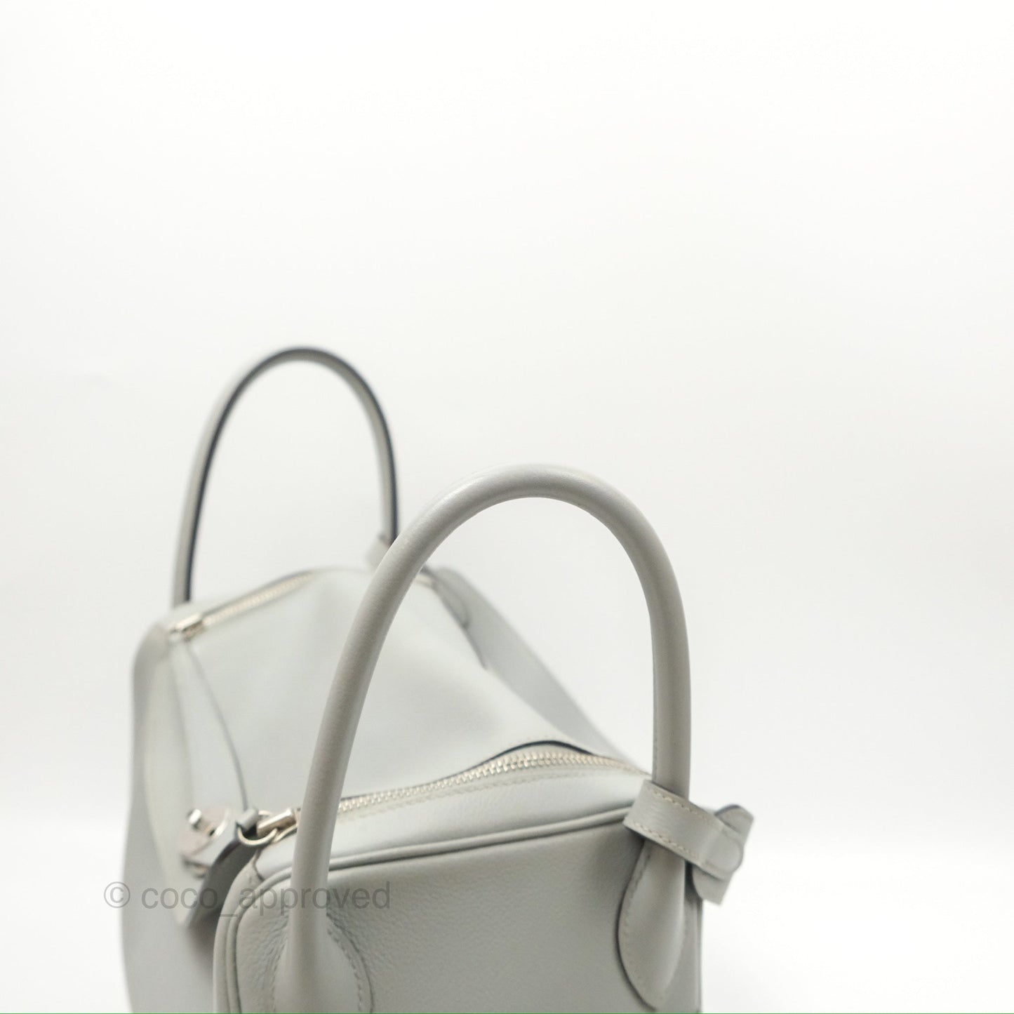Hermès Lindy 30 Bleu Glacier Evercolor Palladium Hardware