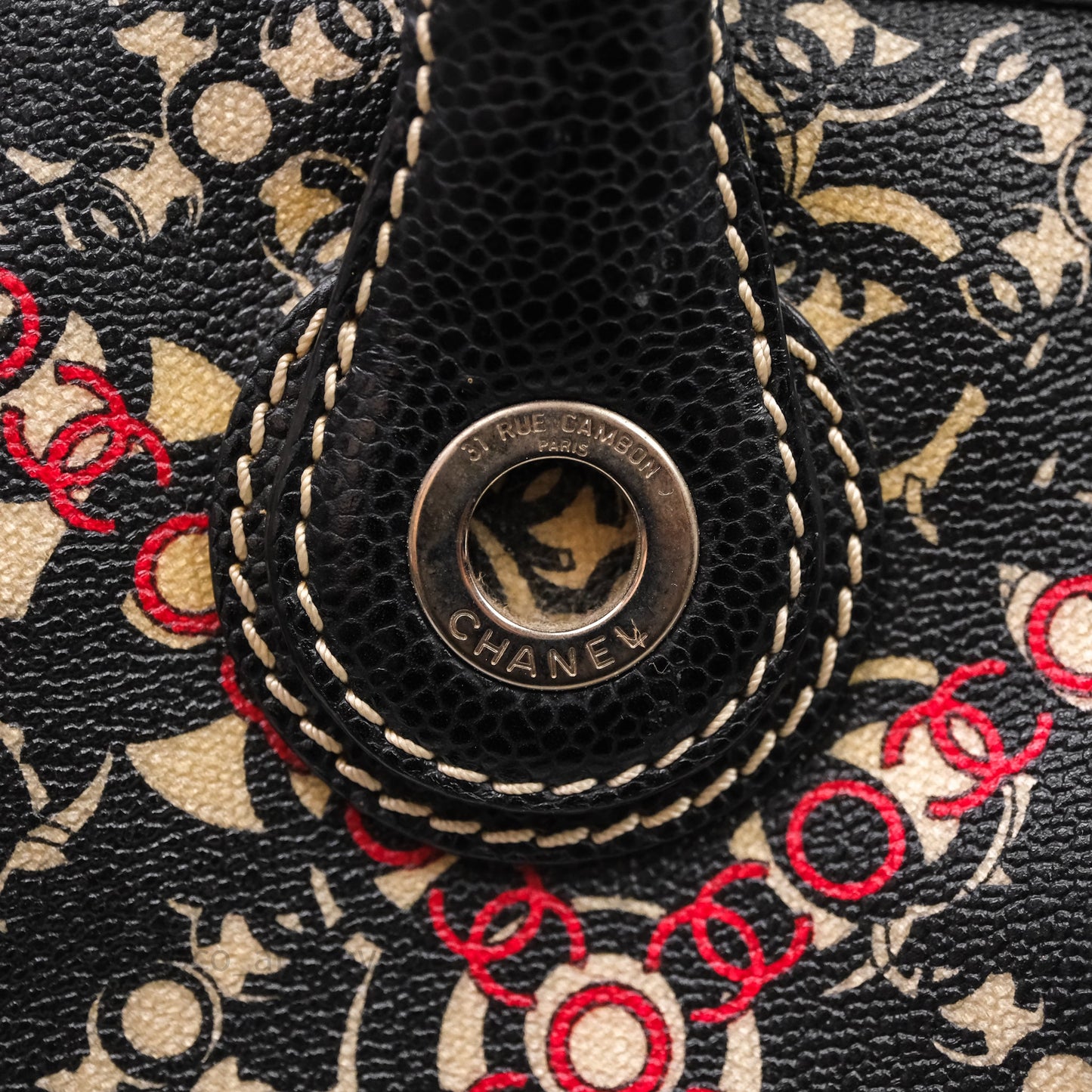 Chanel CC Print Logo Tote Bag Black