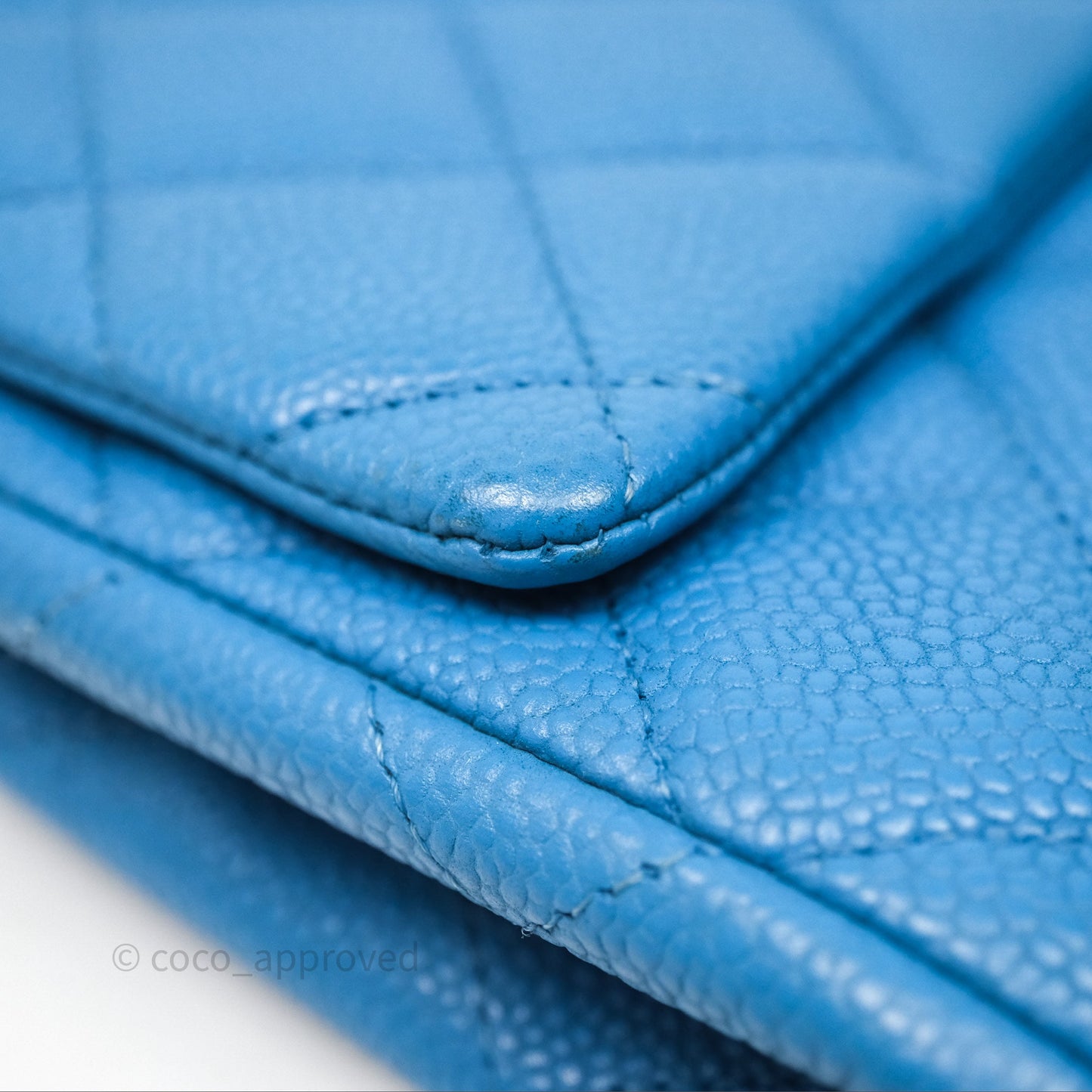 Chanel Quilted Clutch with Chain Caviar Azul Sliver Hardware