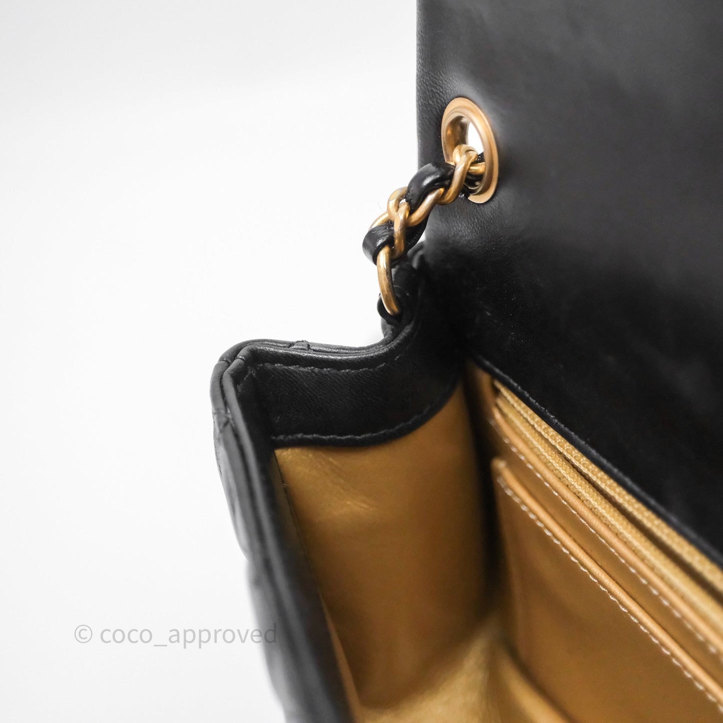 Chanel Mini Rectangular Pearl Crush Quilted Black Lambskin Aged Gold Hardware