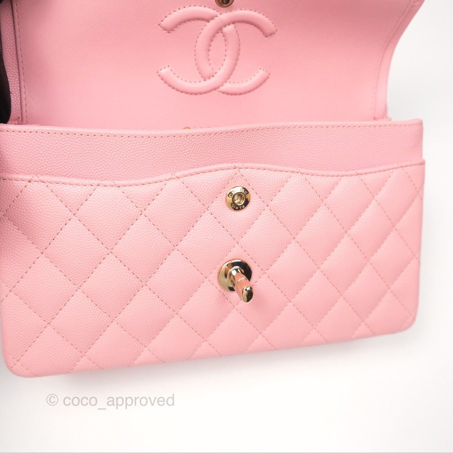 Chanel Small Classic Flap Quilted Sakura Pink Caviar Gold Hardware